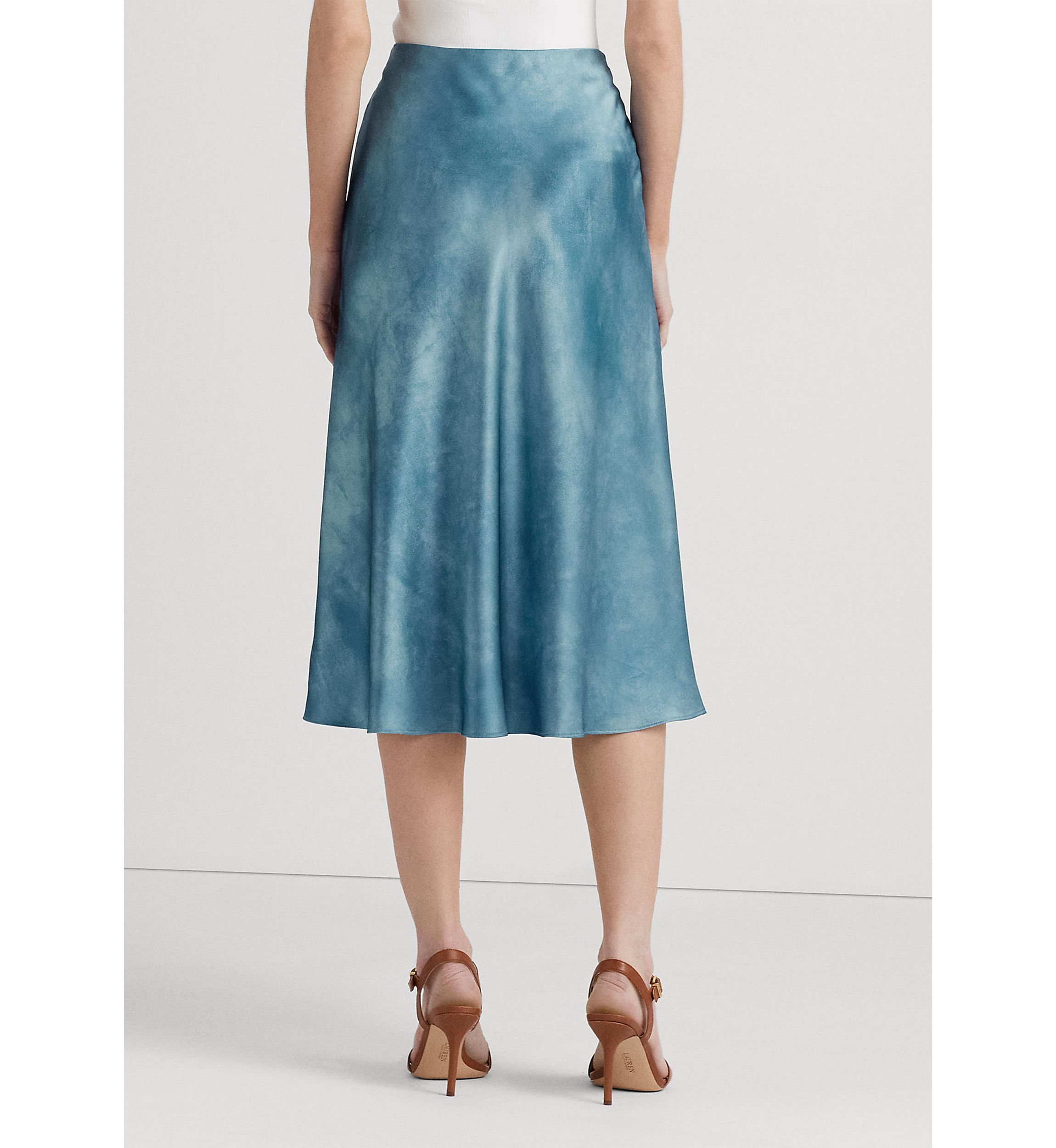Tie-Dye–Print Satin Skirt