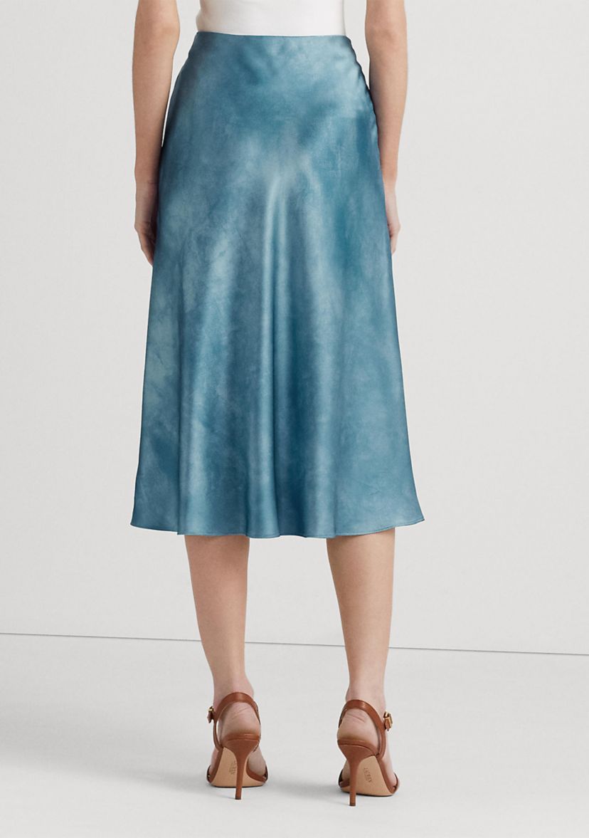 Tie-Dye–Print Satin Skirt