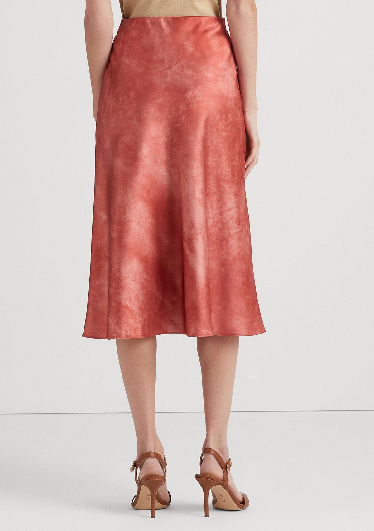 Tie-Dye–Print Satin Skirt