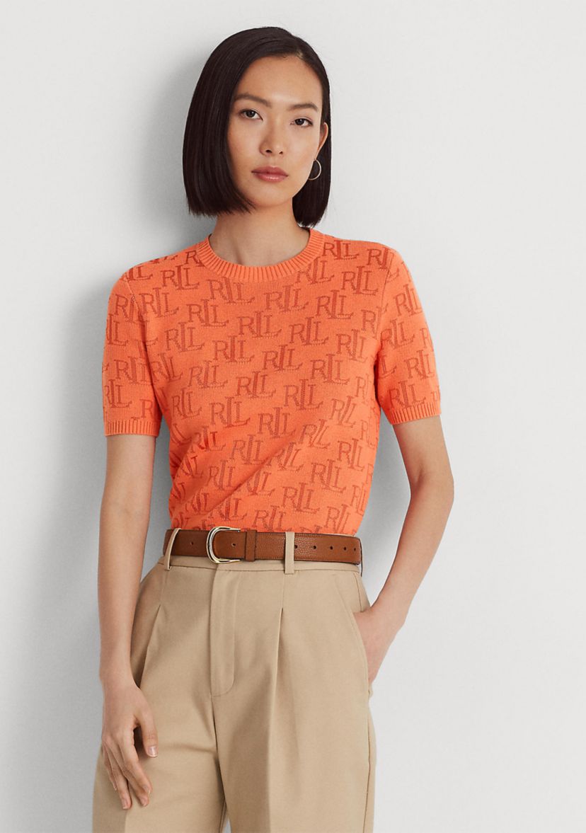Monogram Jacquard Short Sleeve Sweater