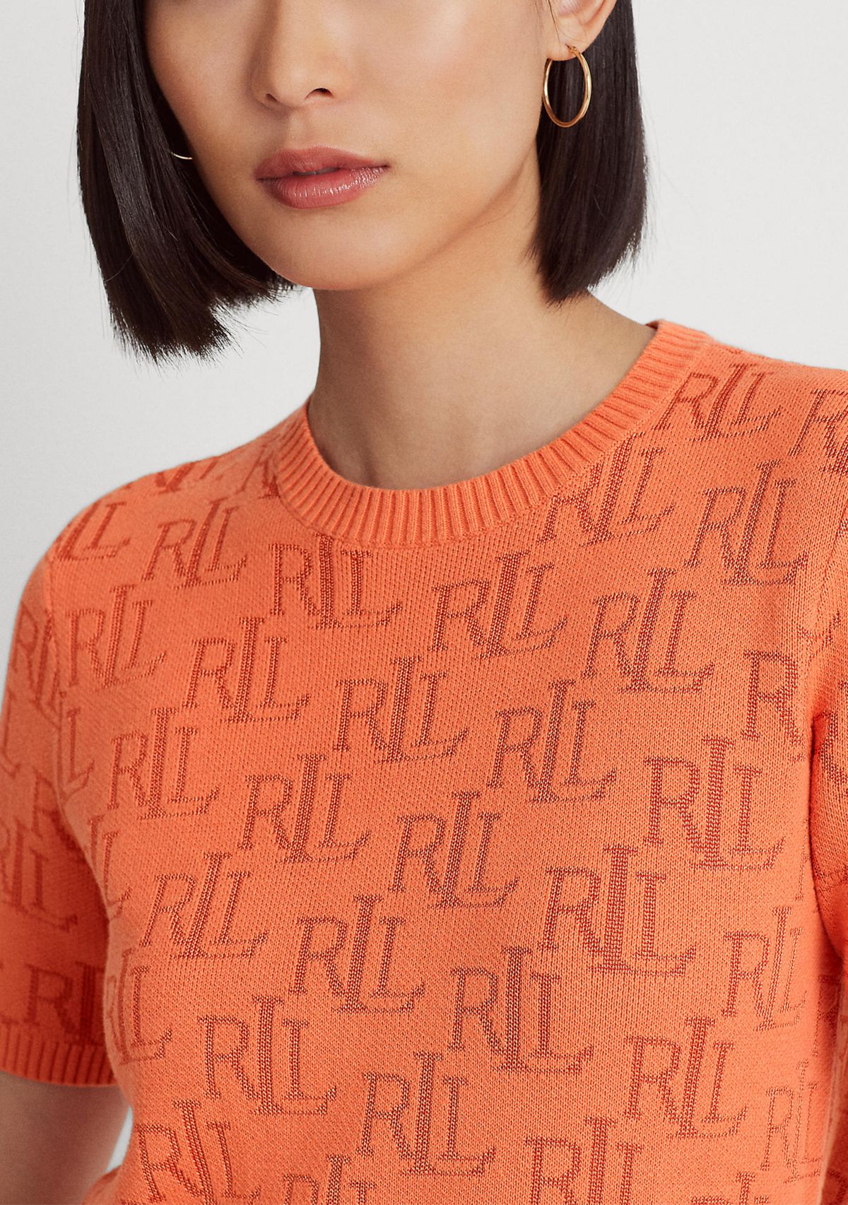 Monogram Jacquard Short Sleeve Sweater