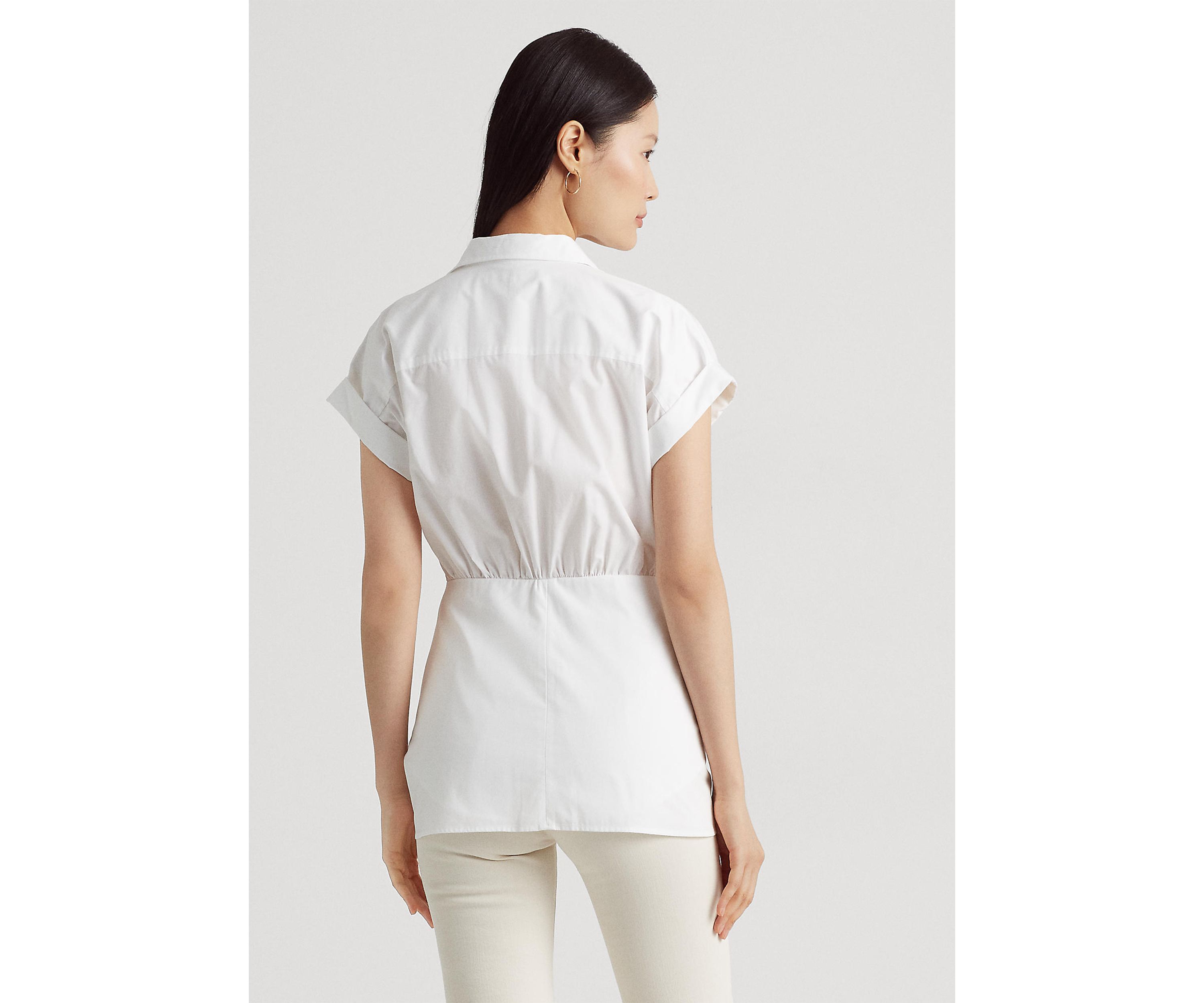 Tie Front Cotton Broadcloth Shirt