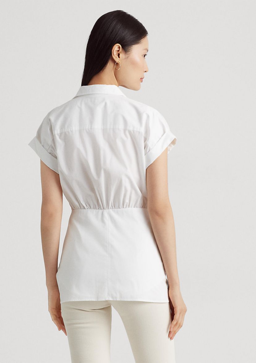 Tie Front Cotton Broadcloth Shirt