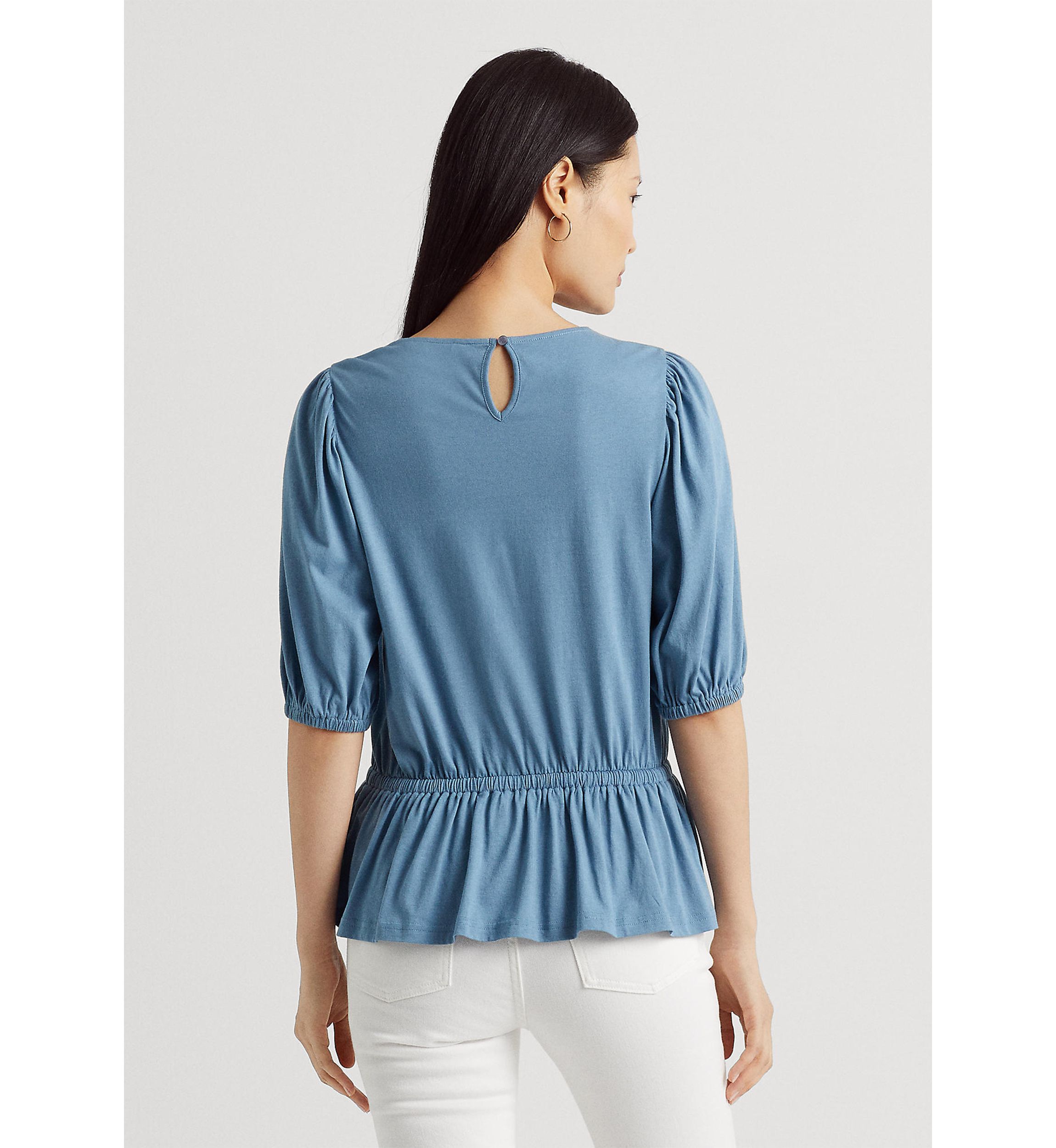 Lace Trim Jersey Peplum Top