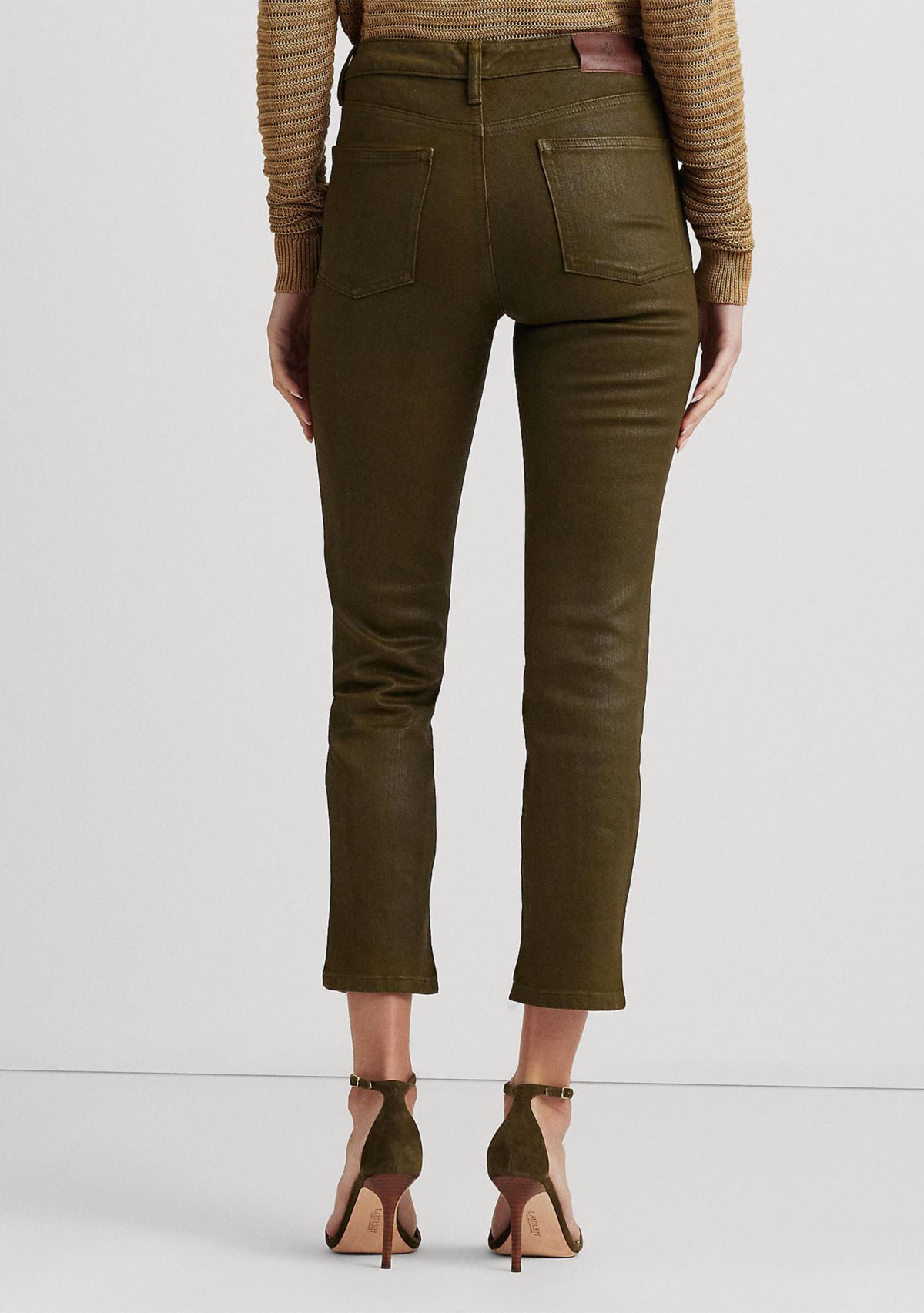 Coated Mid-Rise Straight Ankle Jeans 