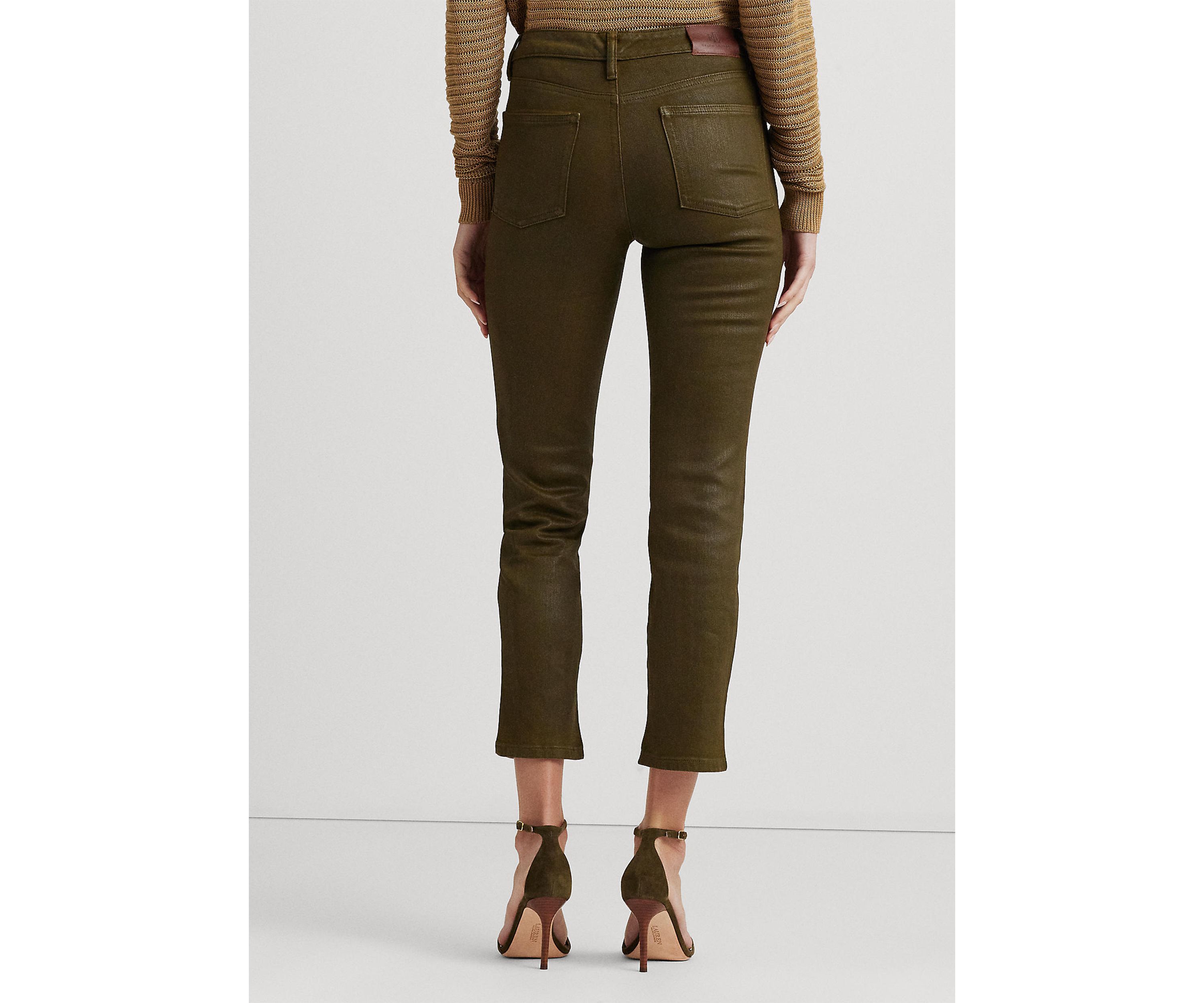 Coated Mid-Rise Straight Ankle Jeans 