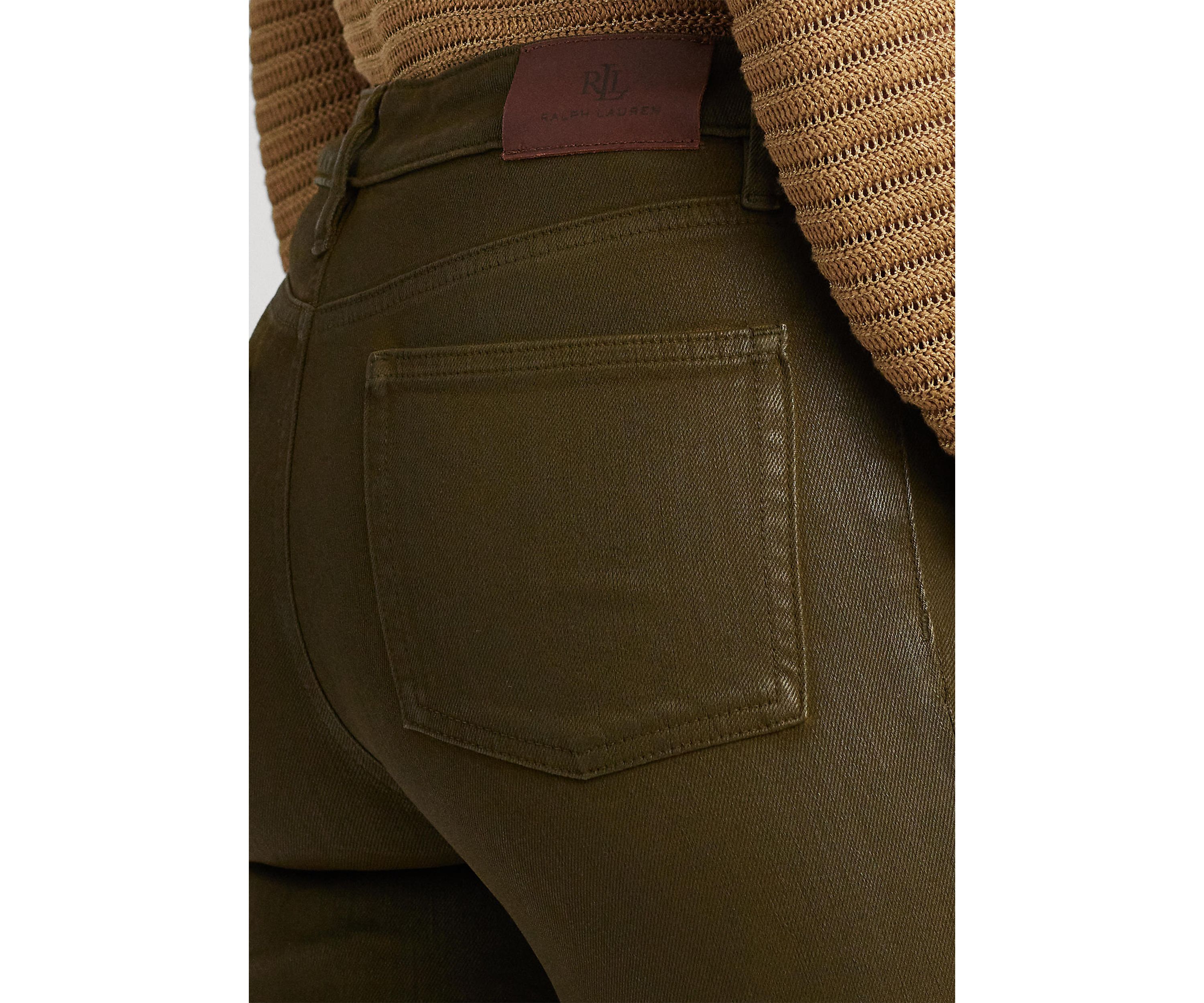 Coated Mid-Rise Straight Ankle Jeans 