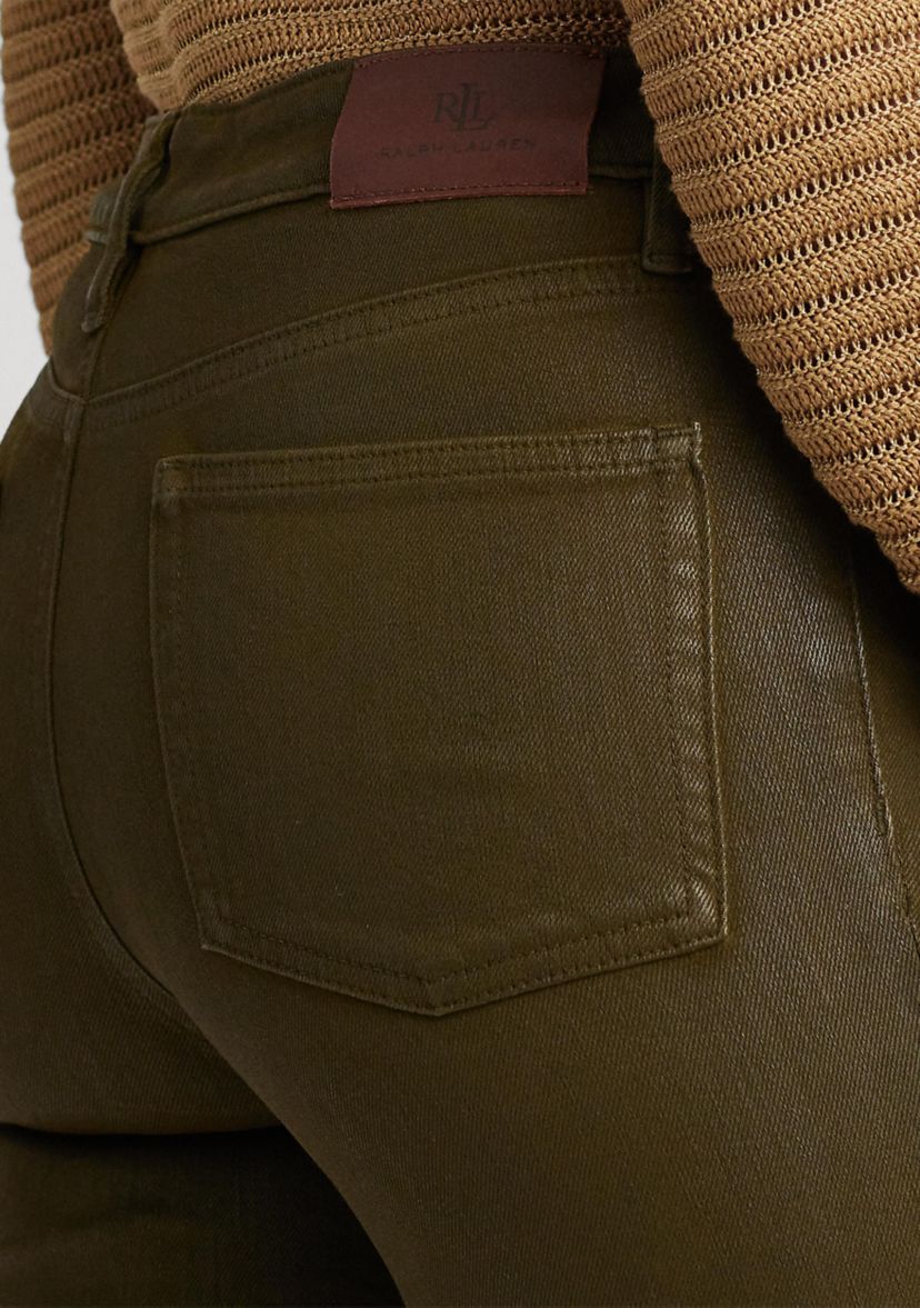 Coated Mid-Rise Straight Ankle Jeans 