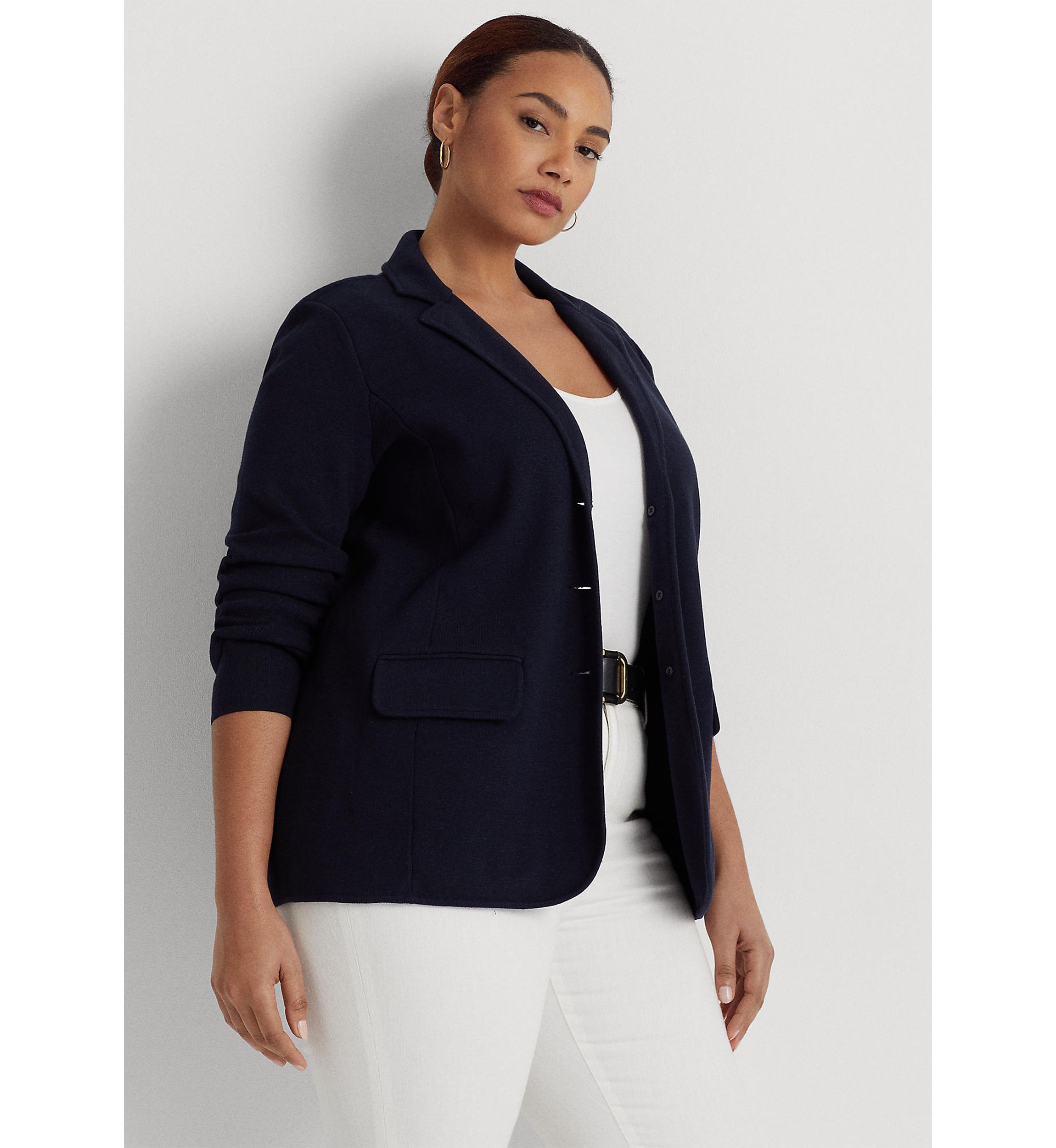 Plus Size Combed Cotton Blazer