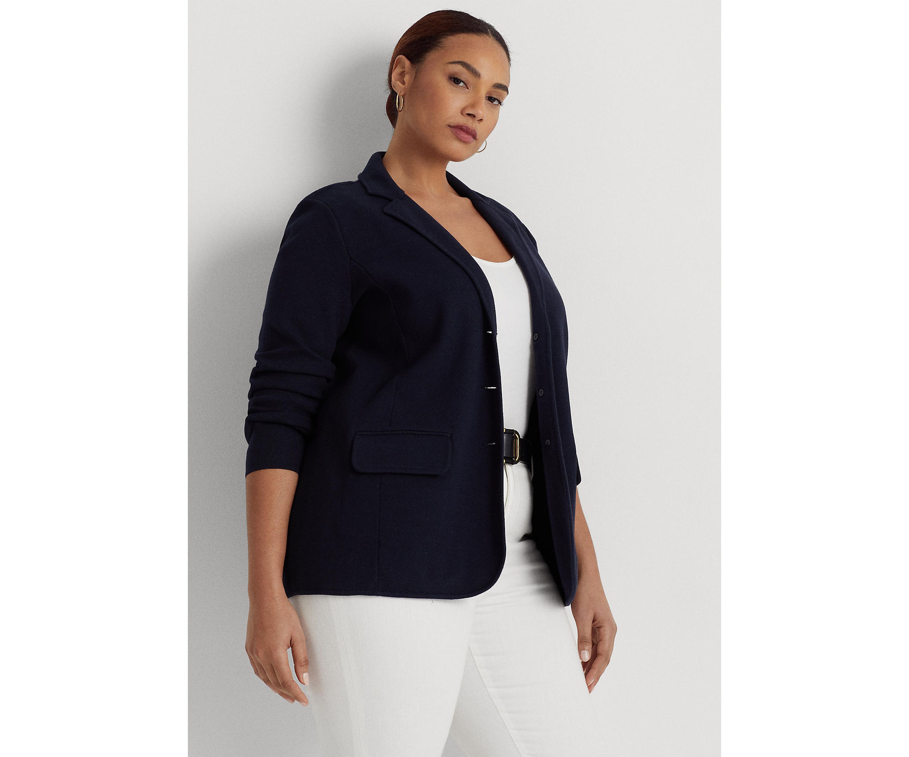 Plus Size Combed Cotton Blazer