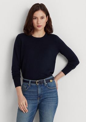 Lauren Ralph Lauren Women's Cotton-Blend Sweater, Navy Blue, XS