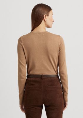 LAUREN RALPH LAUREN Womens Beige Ruffled Ribbed Trim Long Sleeve V Neck  Wear To Work Sweater XL 