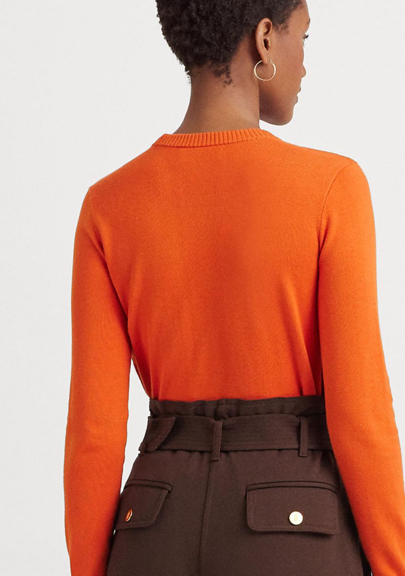 Belting-Motif Cotton Blend Sweater