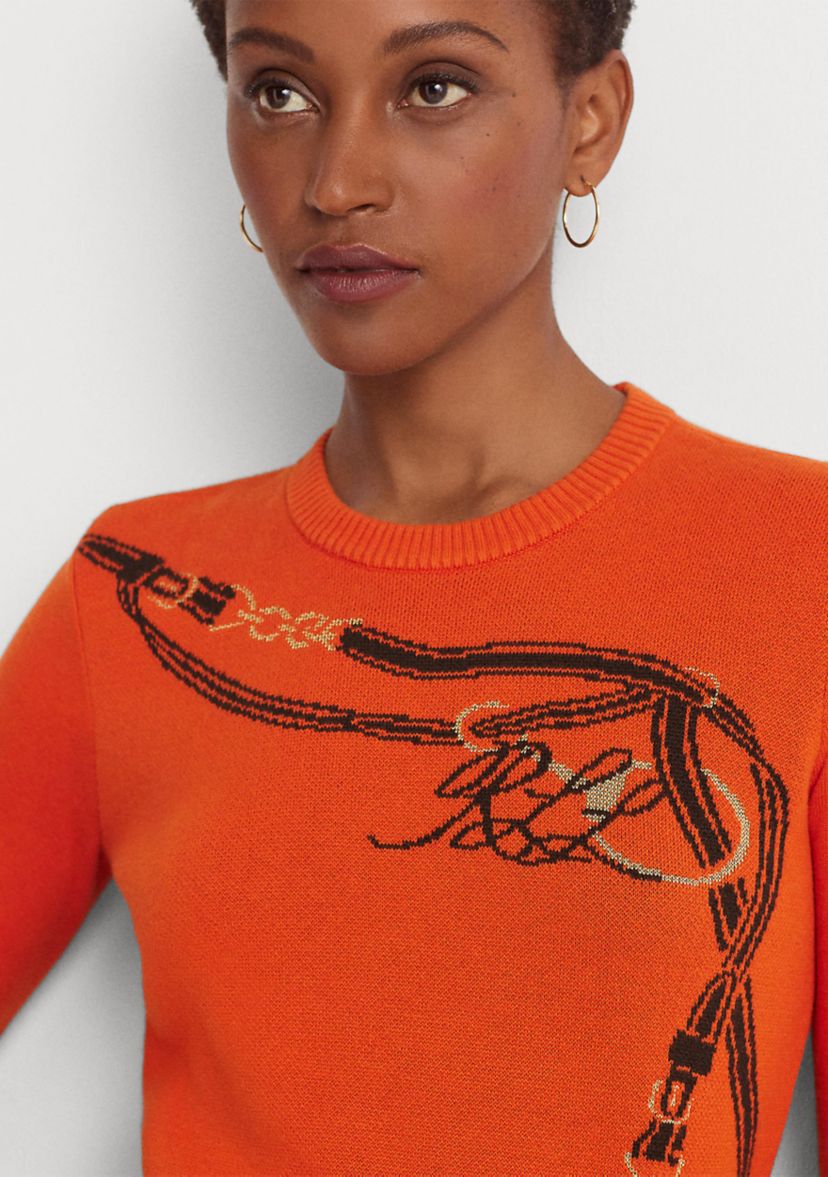 Belting-Motif Cotton Blend Sweater