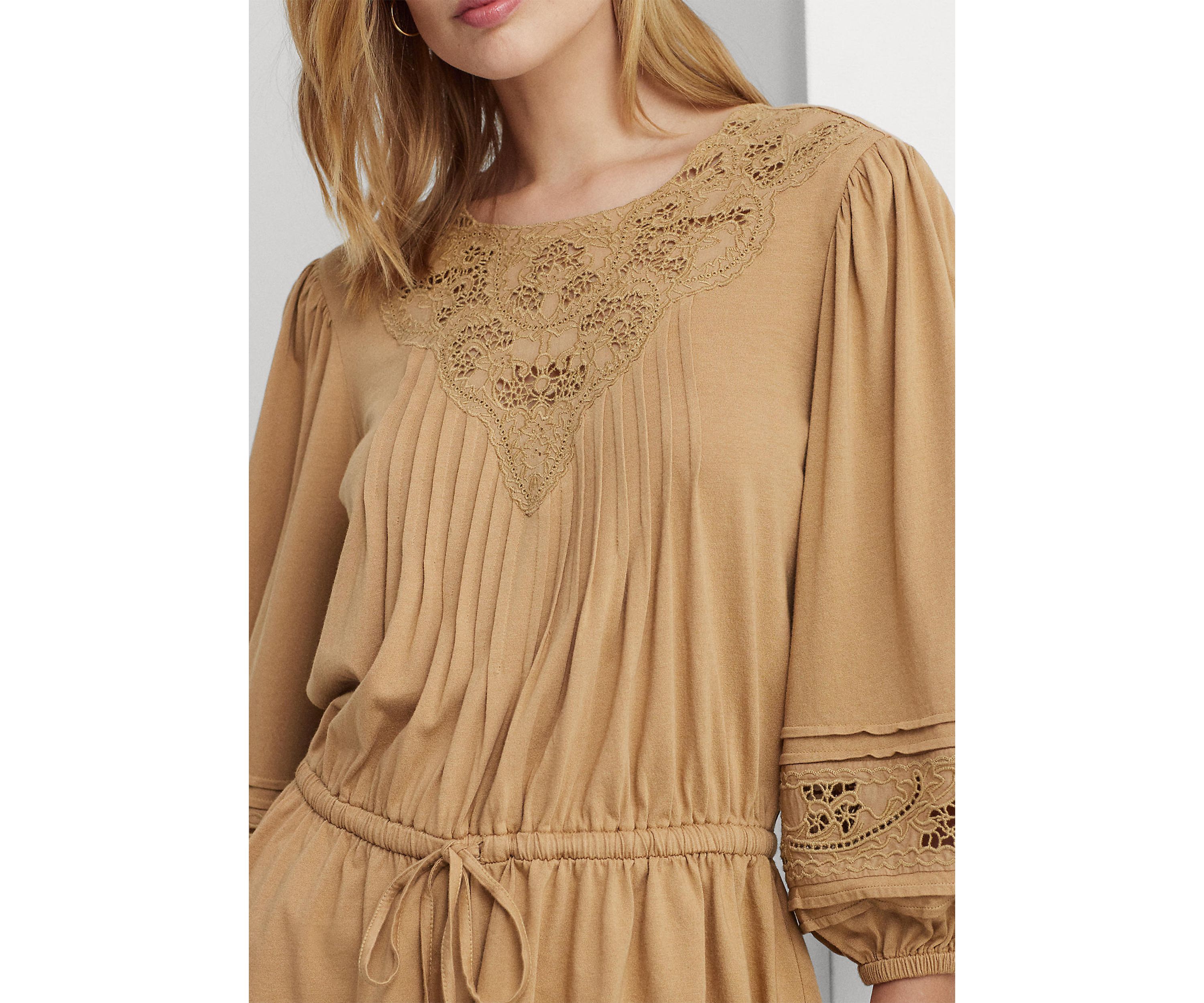 Lace Trim Jersey Peplum Top