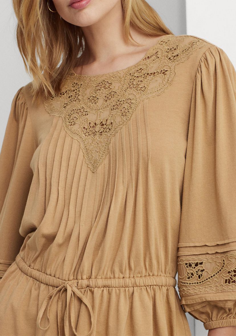 Lace Trim Jersey Peplum Top