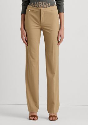 Lauren Ralph Lauren Women's Brown Side-Stripe Twill Wide-Leg Pants