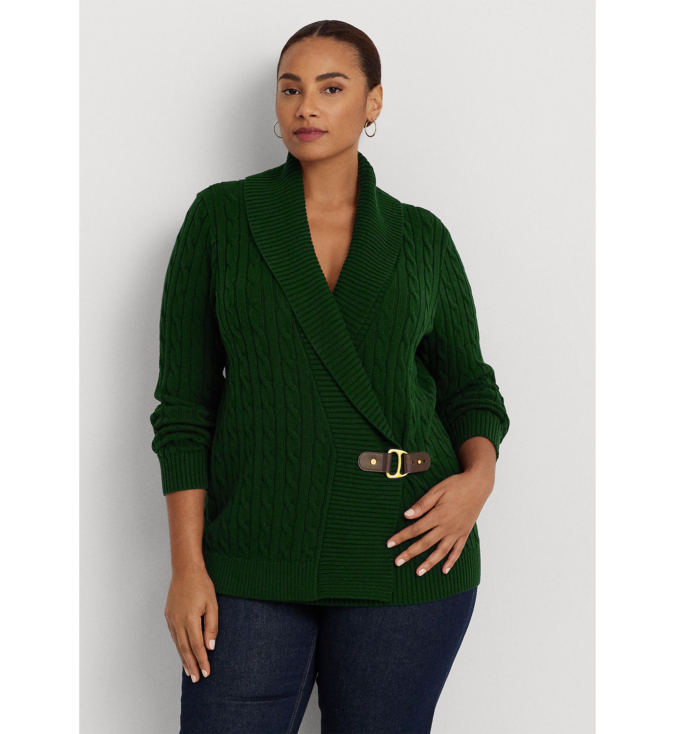 Plus Size Buckled Cotton Sweater