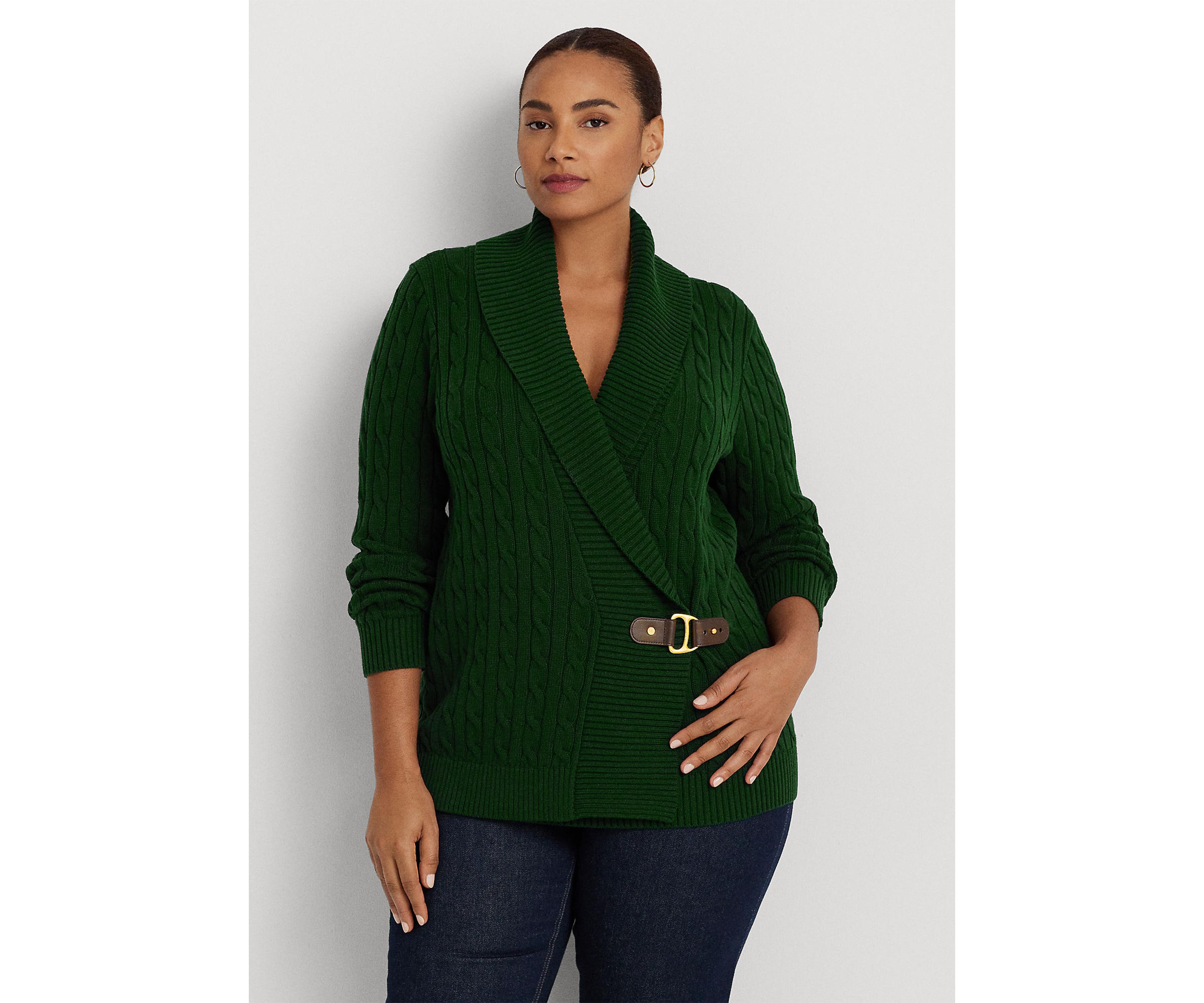 Plus Size Buckled Cotton Sweater