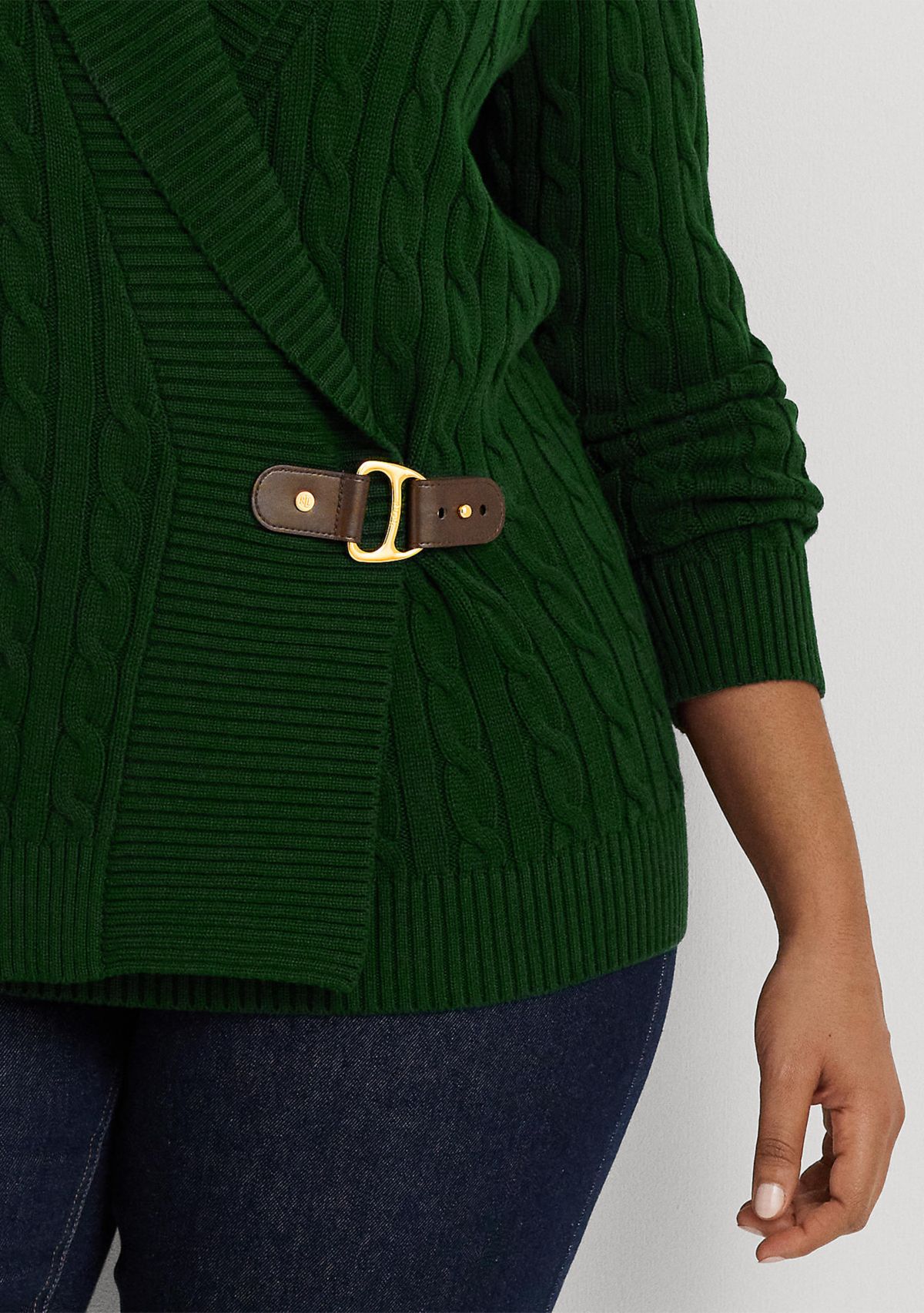Plus Size Buckled Cotton Sweater