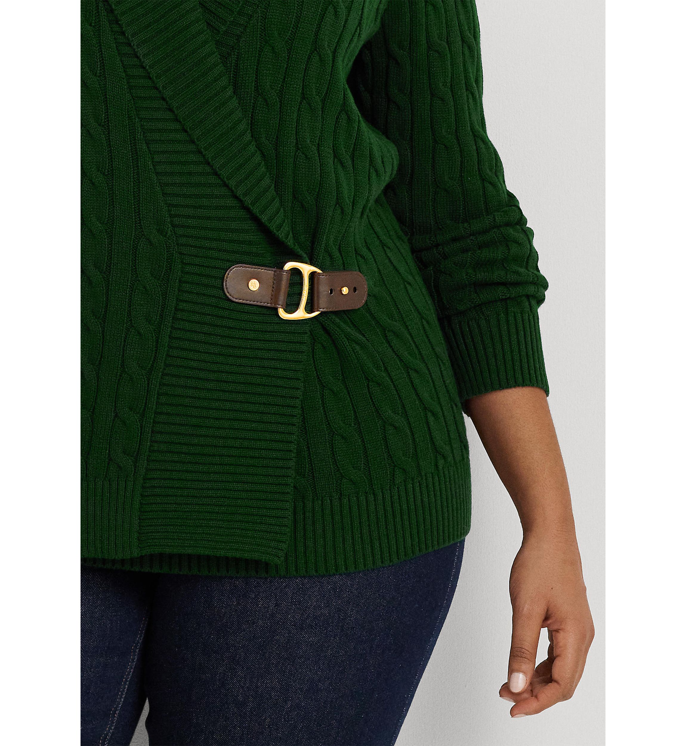 Plus Size Buckled Cotton Sweater
