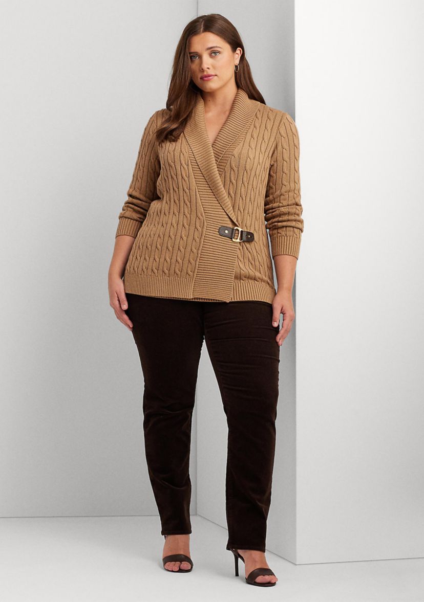 Plus Size Buckled Cotton Sweater