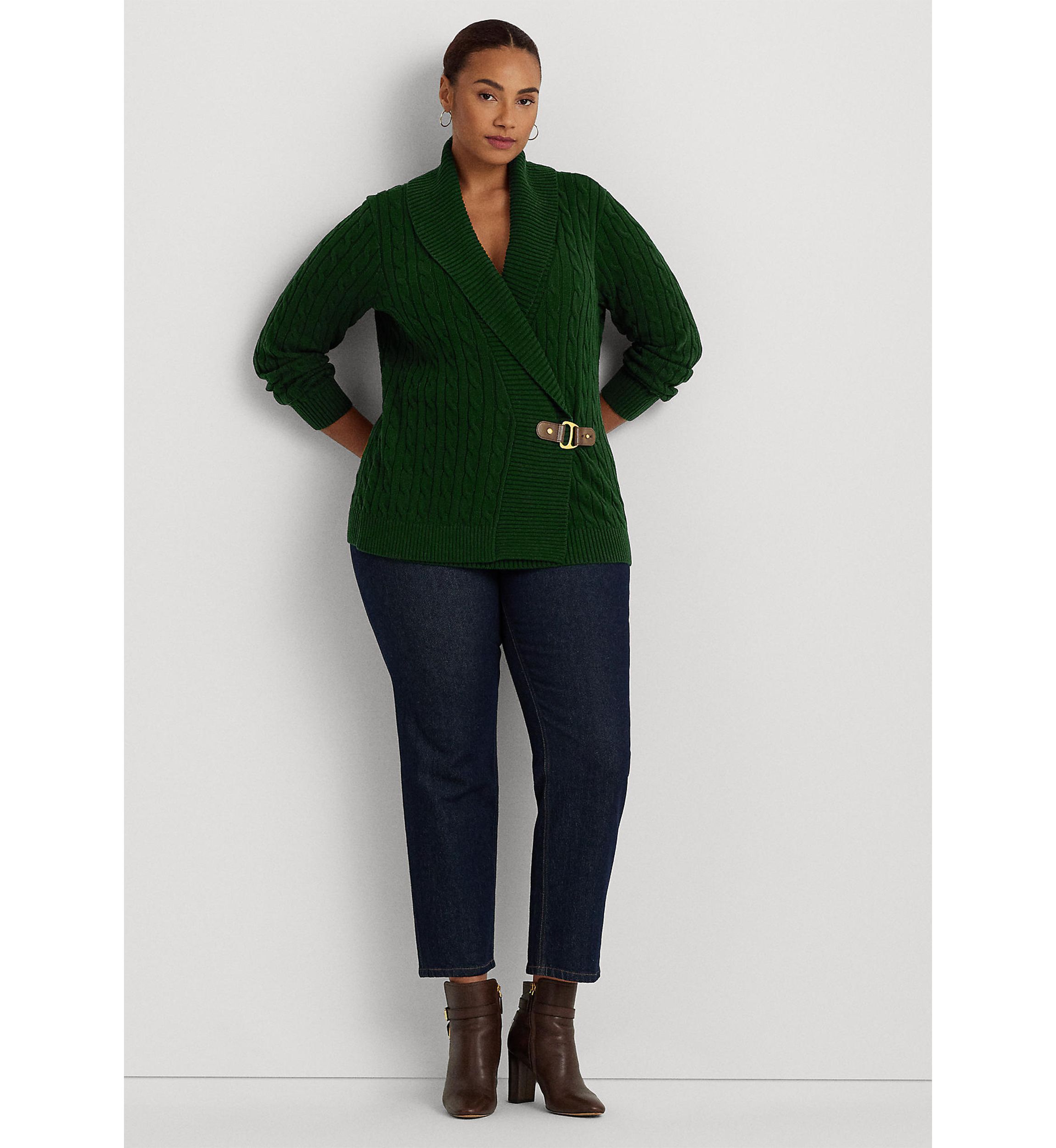 Plus Size Buckled Cotton Sweater