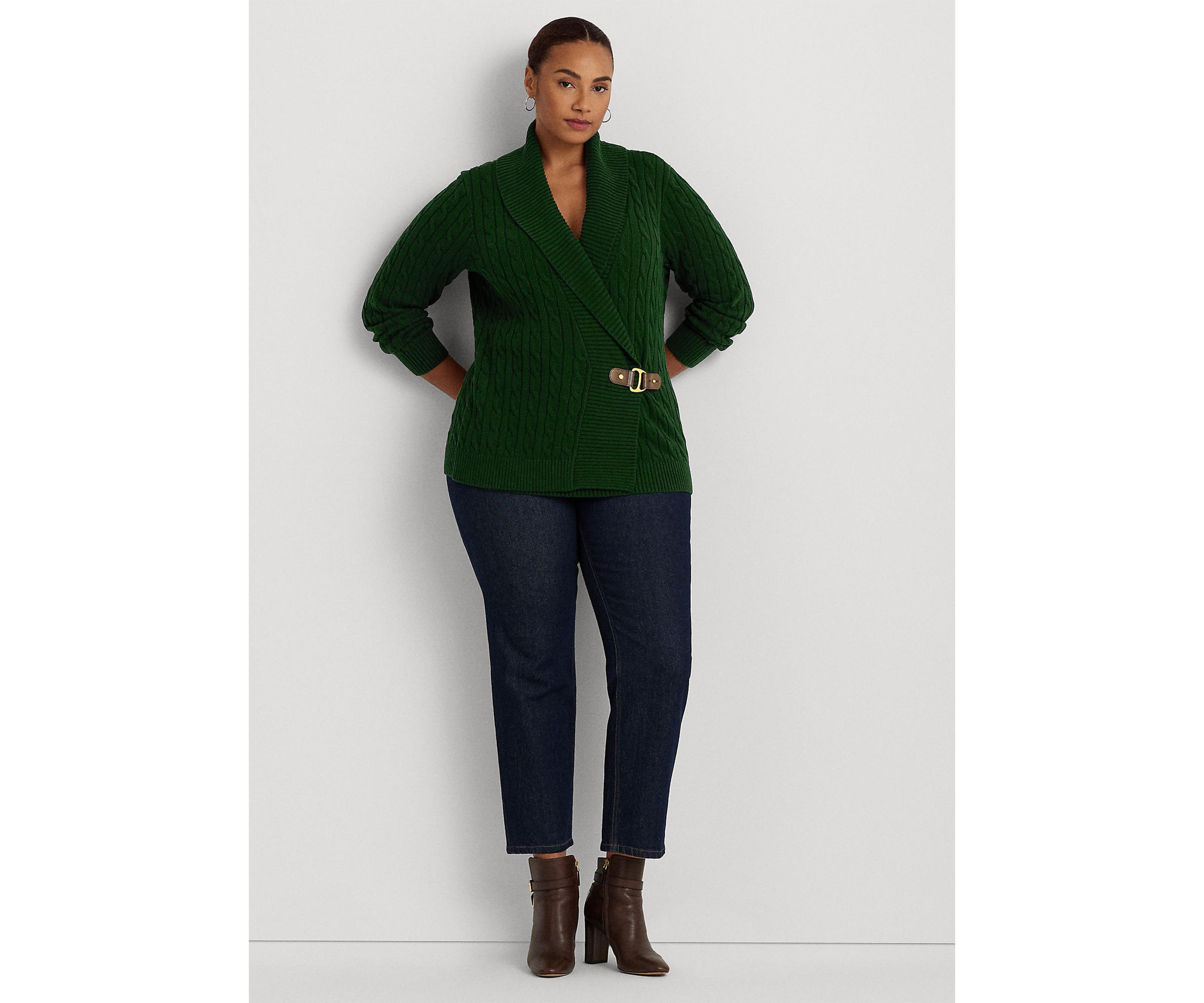 Plus Size Buckled Cotton Sweater