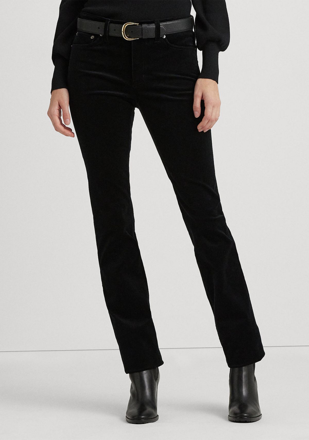 Petite Corduroy Mid-Rise Straight Pants