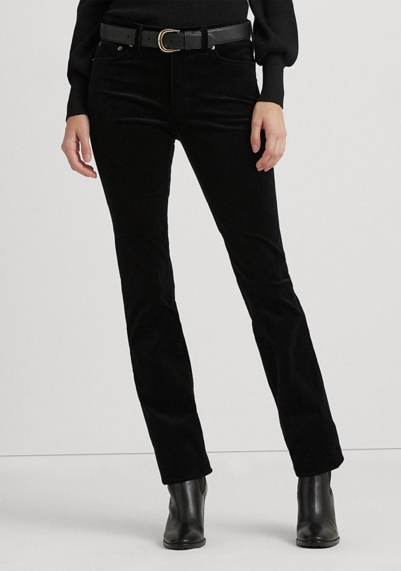 Petite Corduroy Mid-Rise Straight Pants