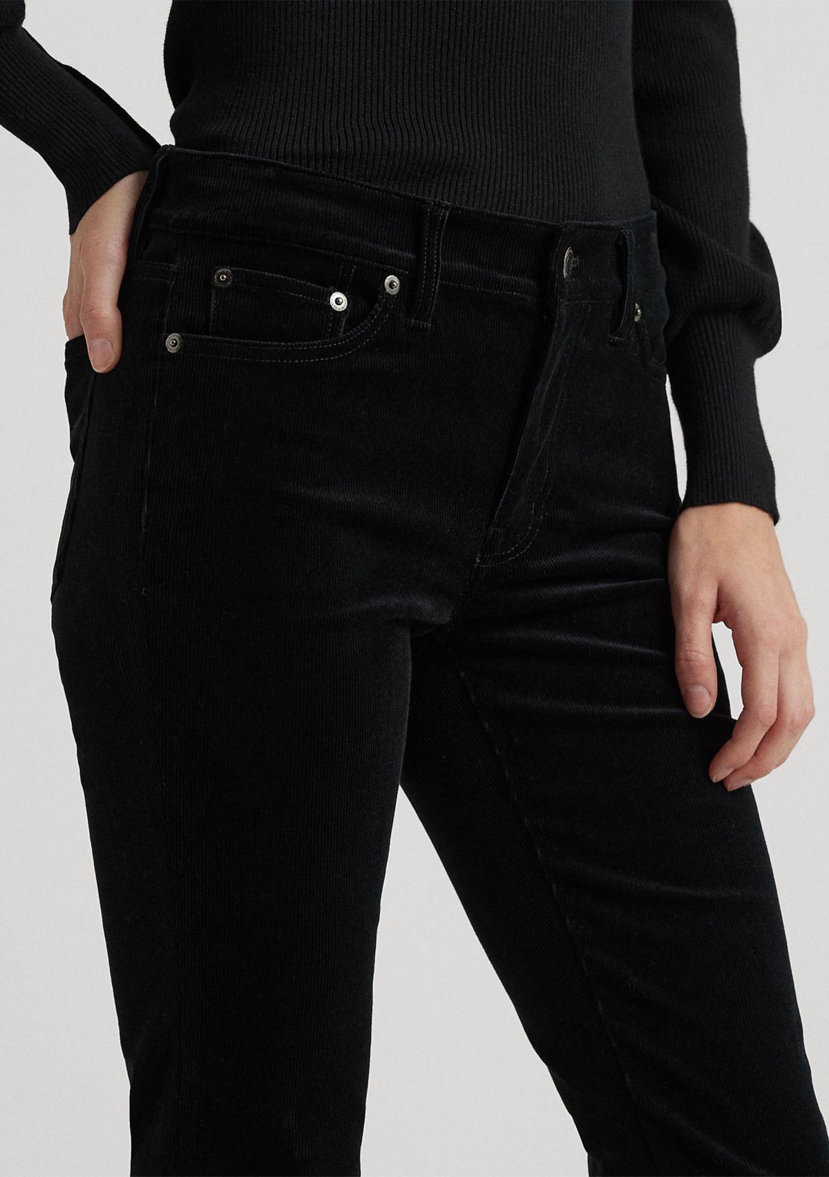 Petite Corduroy Mid-Rise Straight Pants