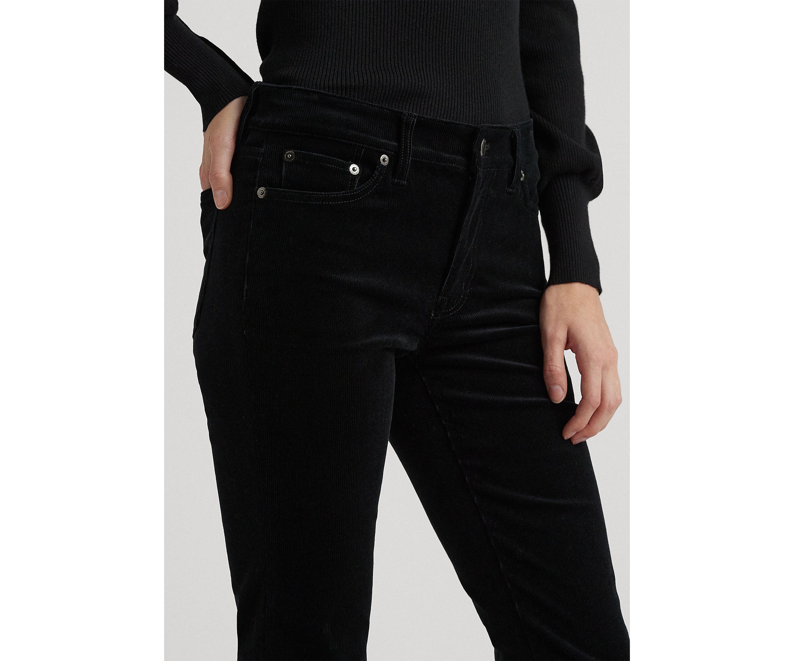 Petite Corduroy Mid-Rise Straight Pants