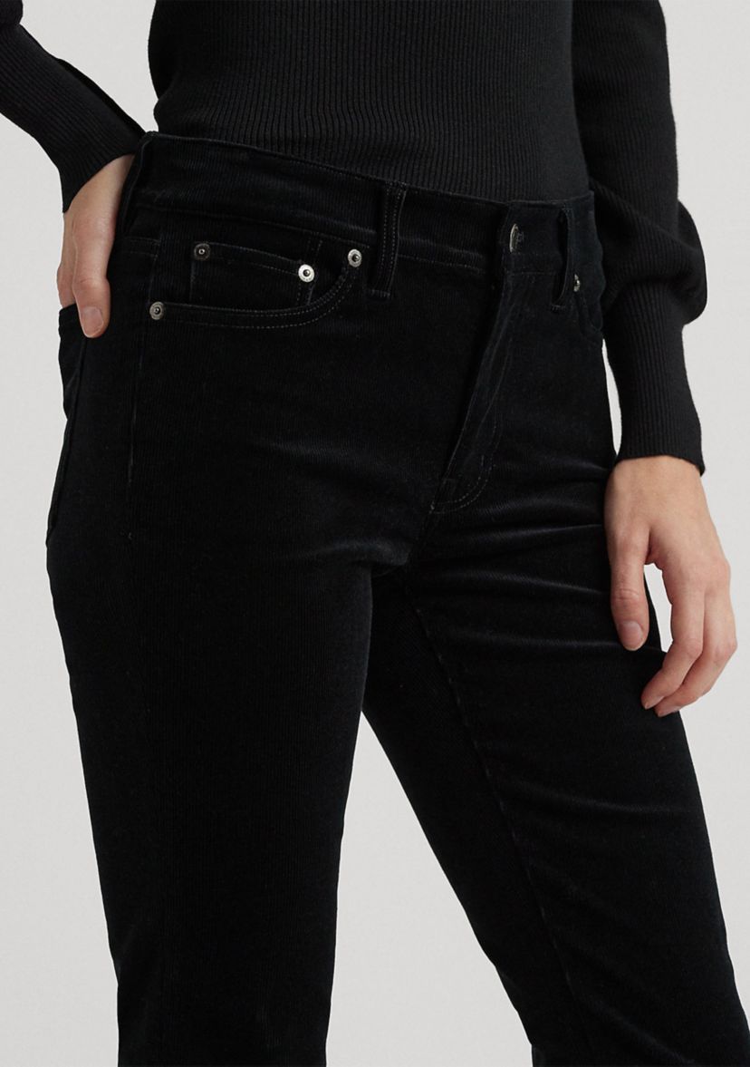 Petite Corduroy Mid-Rise Straight Pants