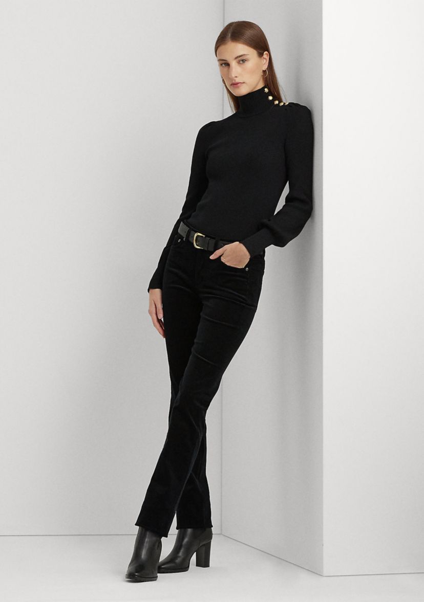 Petite Corduroy Mid-Rise Straight Pants