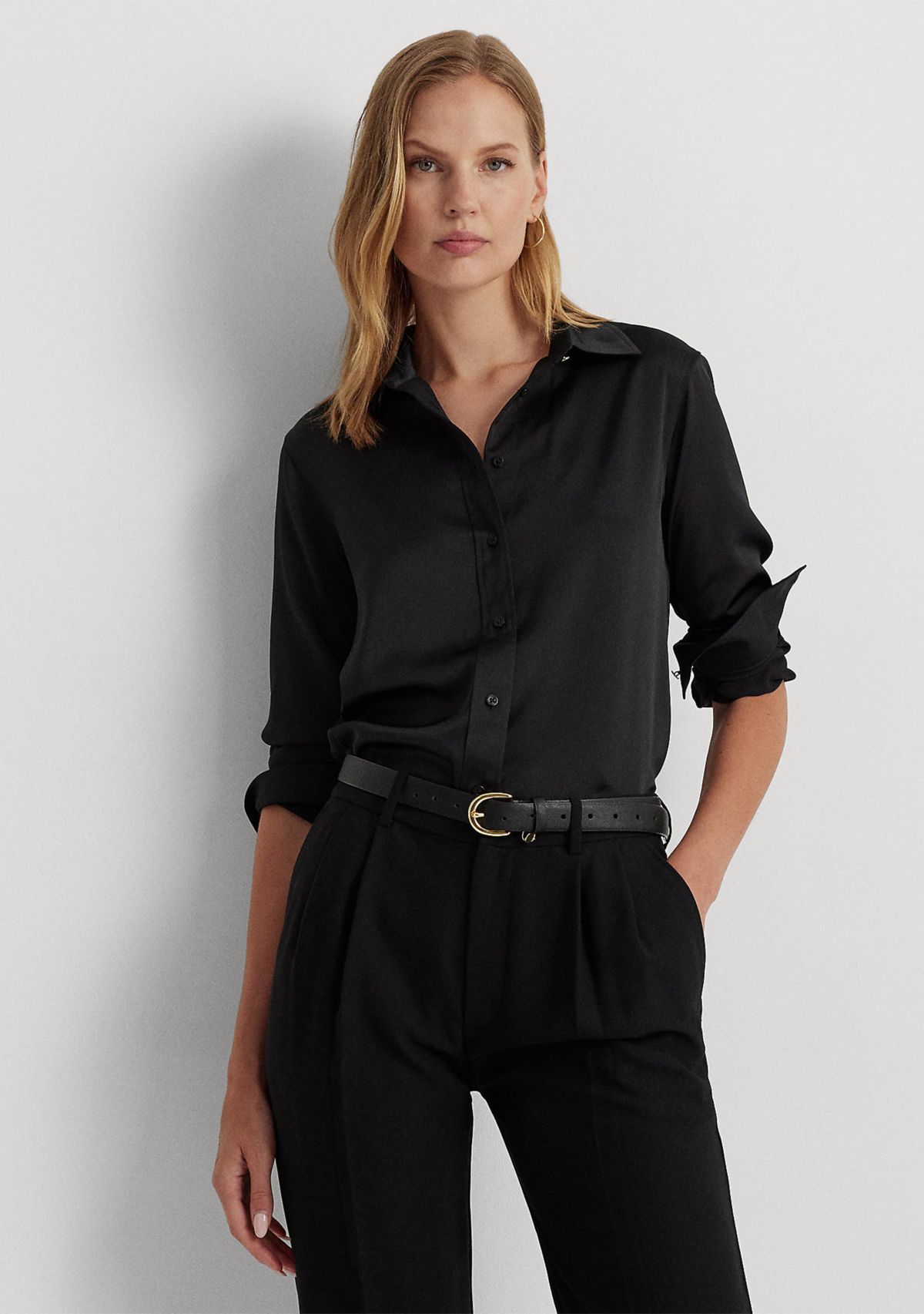 Petite Size Classic Fit Satin Charmeuse Shirt