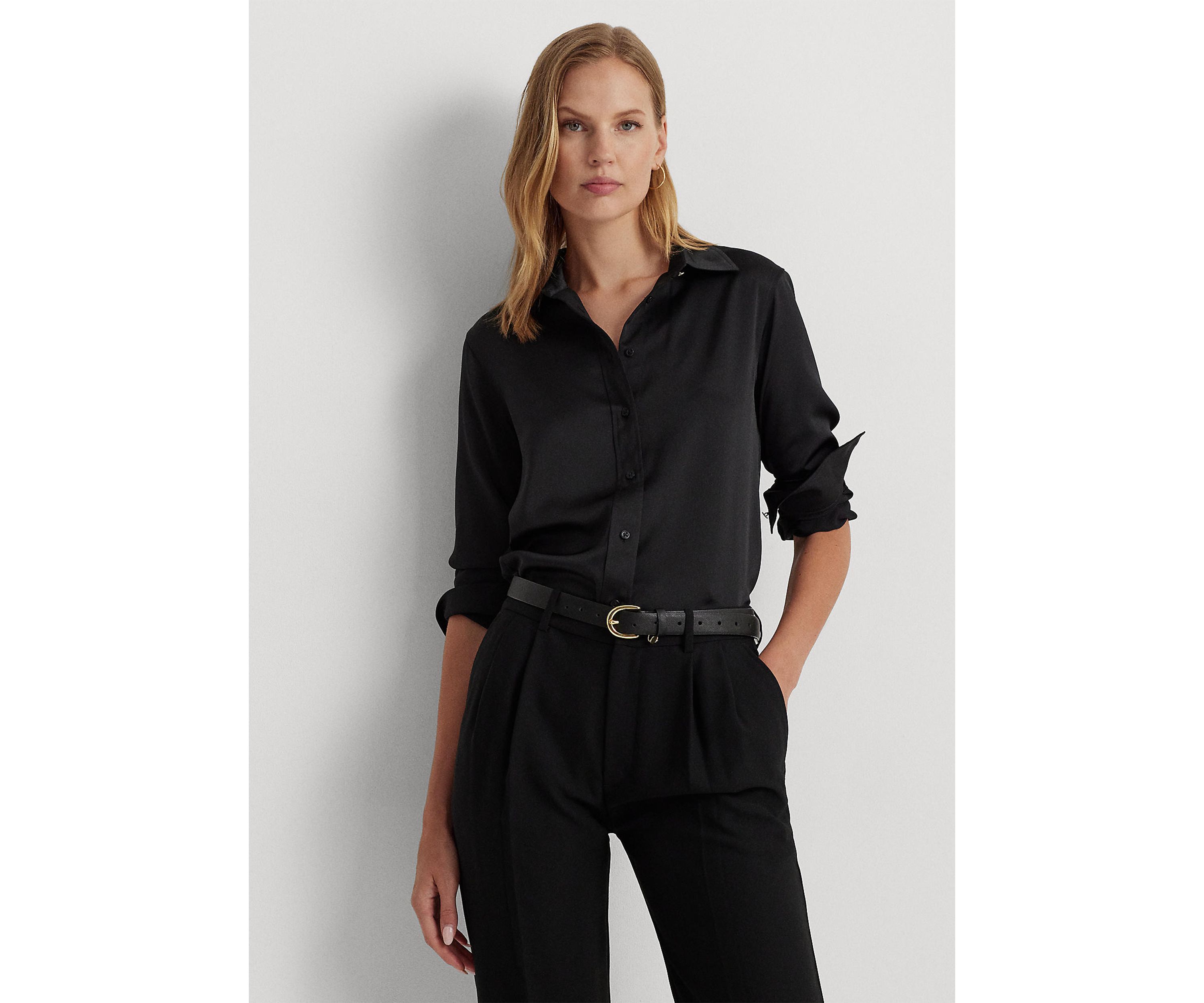 Petite Size Classic Fit Satin Charmeuse Shirt