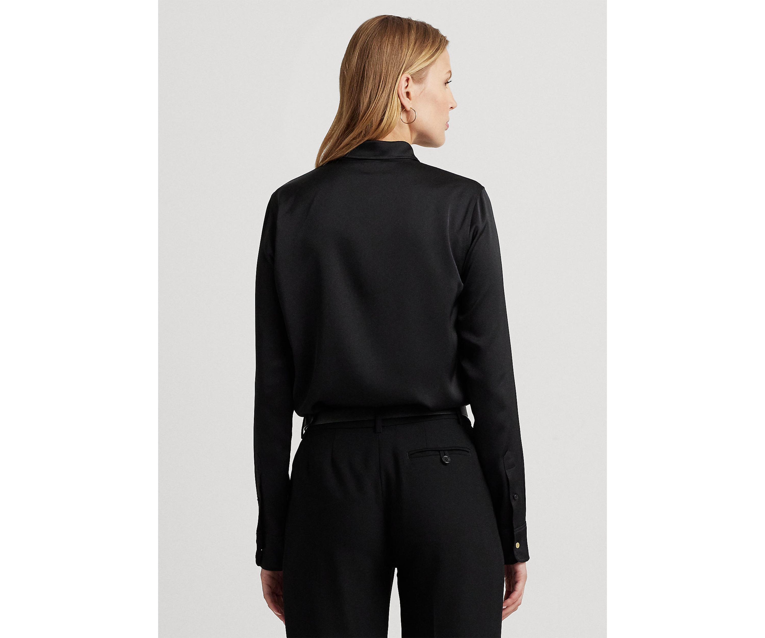 Petite Size Classic Fit Satin Charmeuse Shirt