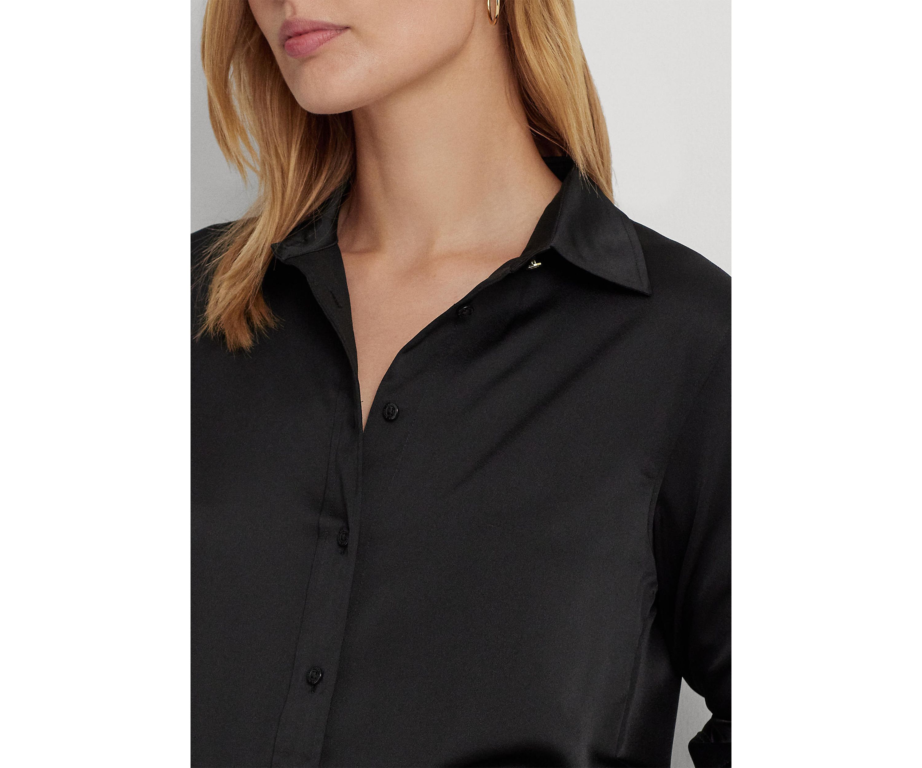 Petite Size Classic Fit Satin Charmeuse Shirt