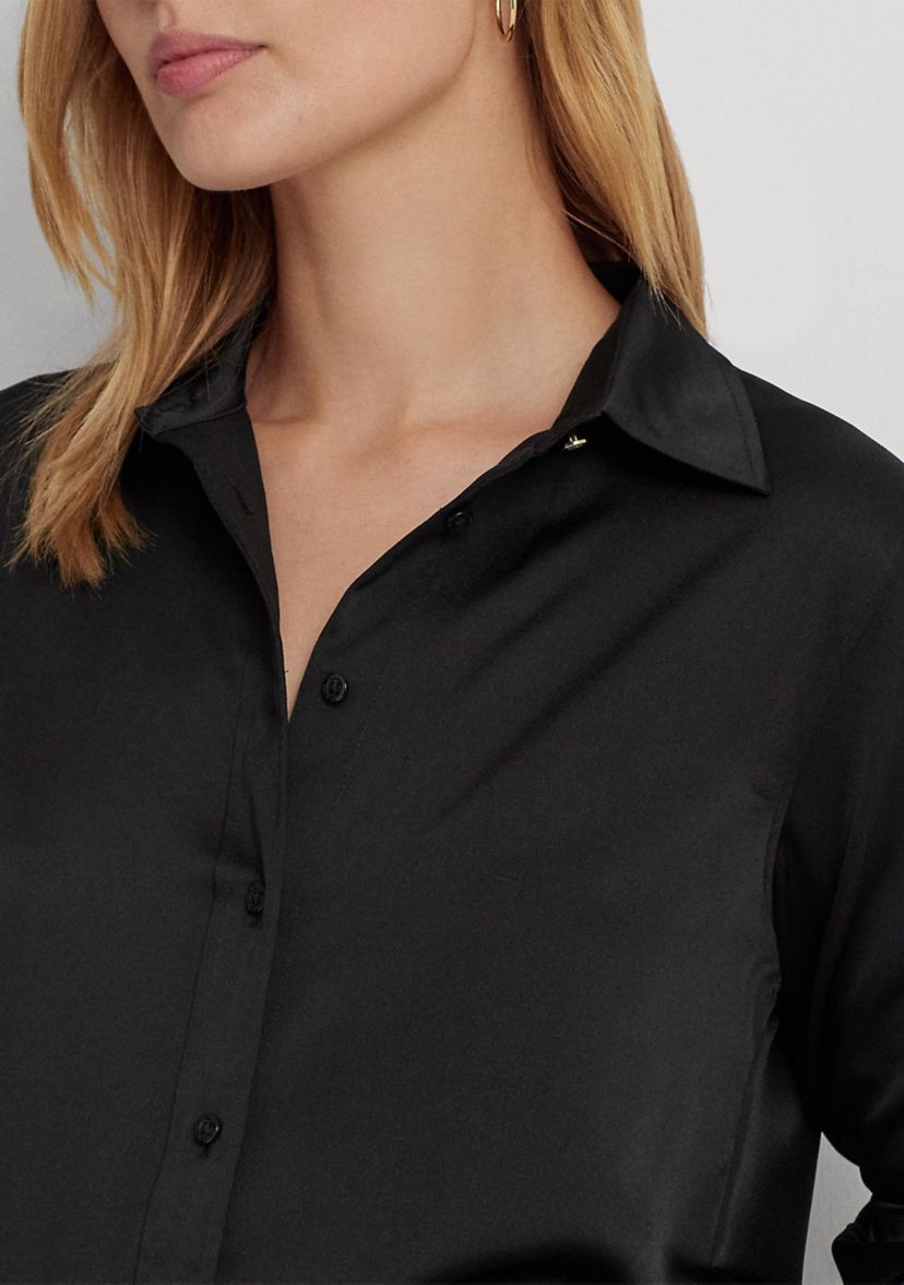 Petite Size Classic Fit Satin Charmeuse Shirt