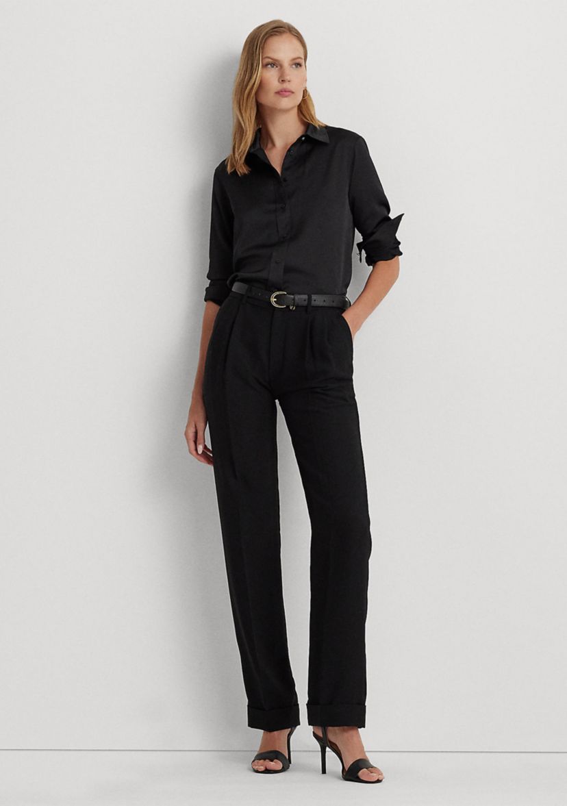 Petite Size Classic Fit Satin Charmeuse Shirt