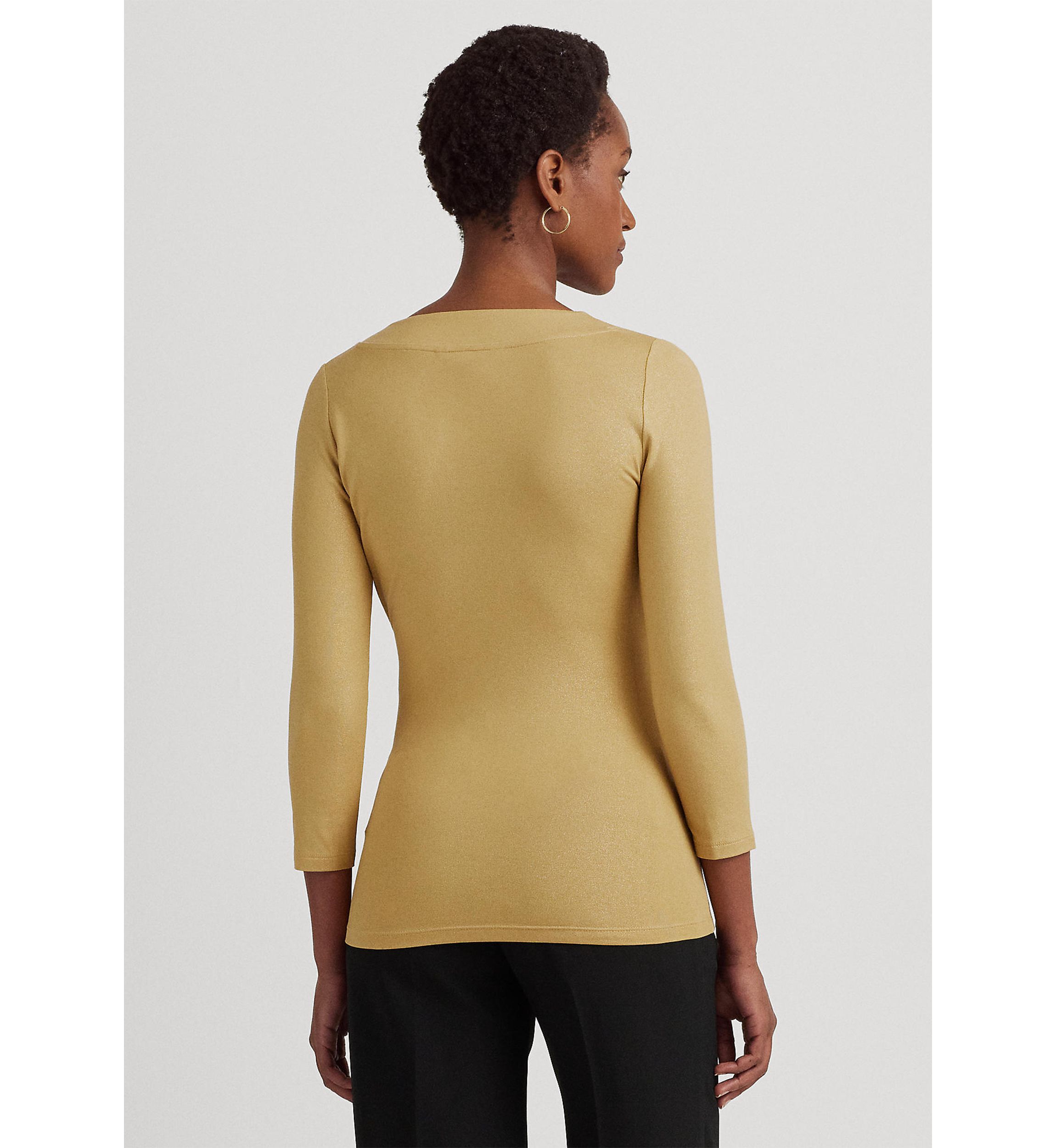 Womens   Metallic Jersey Surplice Top 