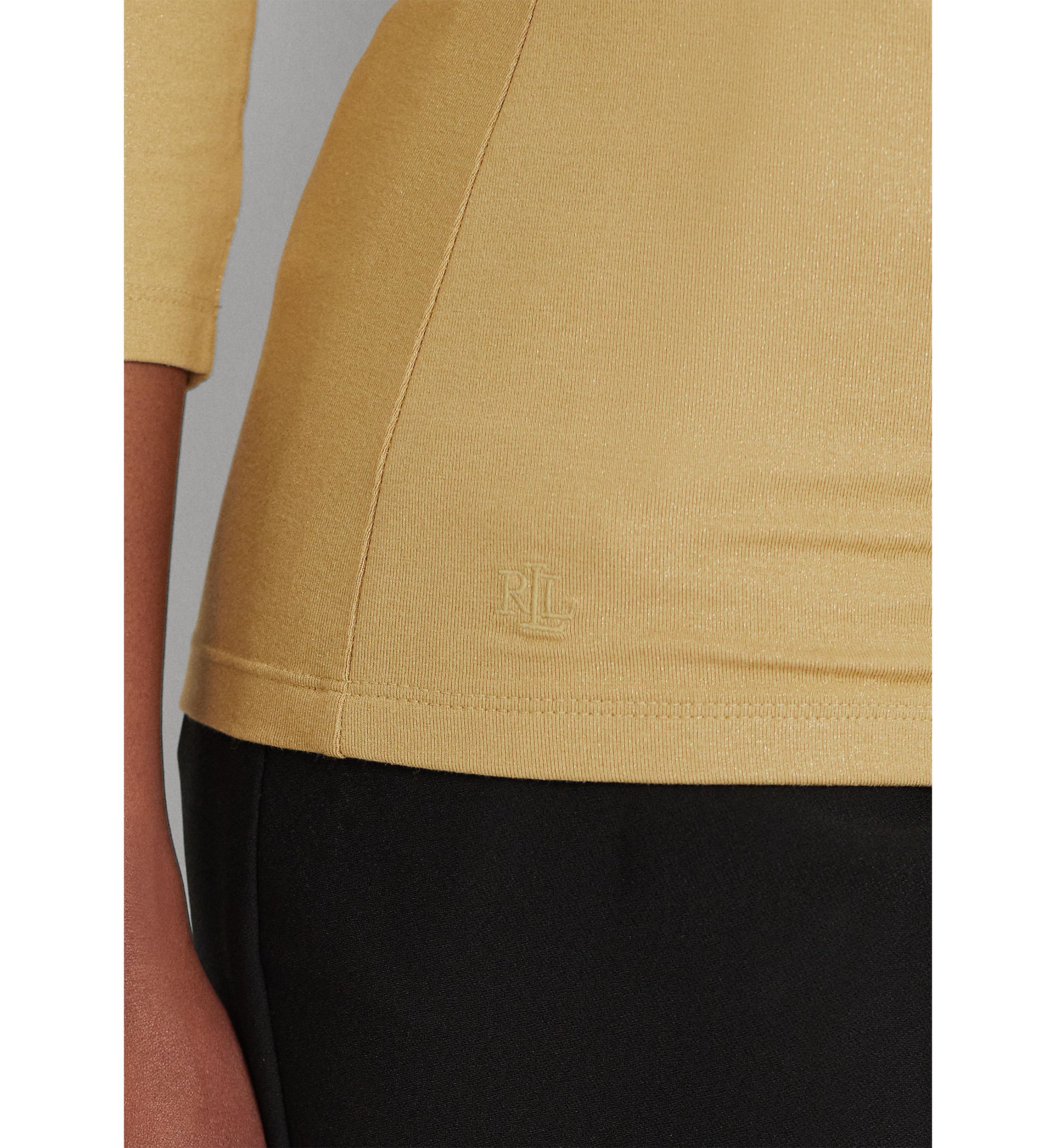 Womens   Metallic Jersey Surplice Top 