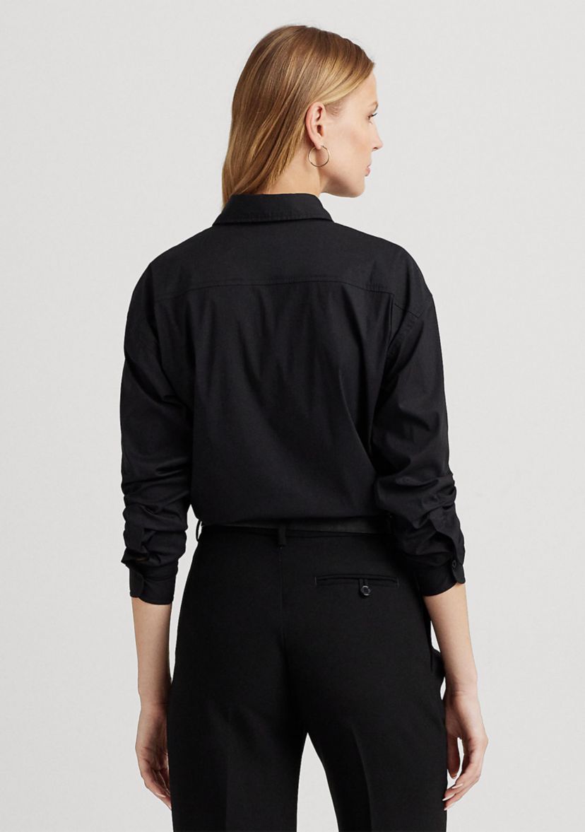 Beaded-Crest Stretch-Cotton Blend Shirt