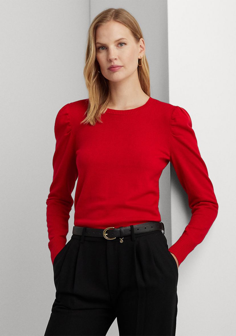 Cotton-Blend Puff-Sleeve Sweater