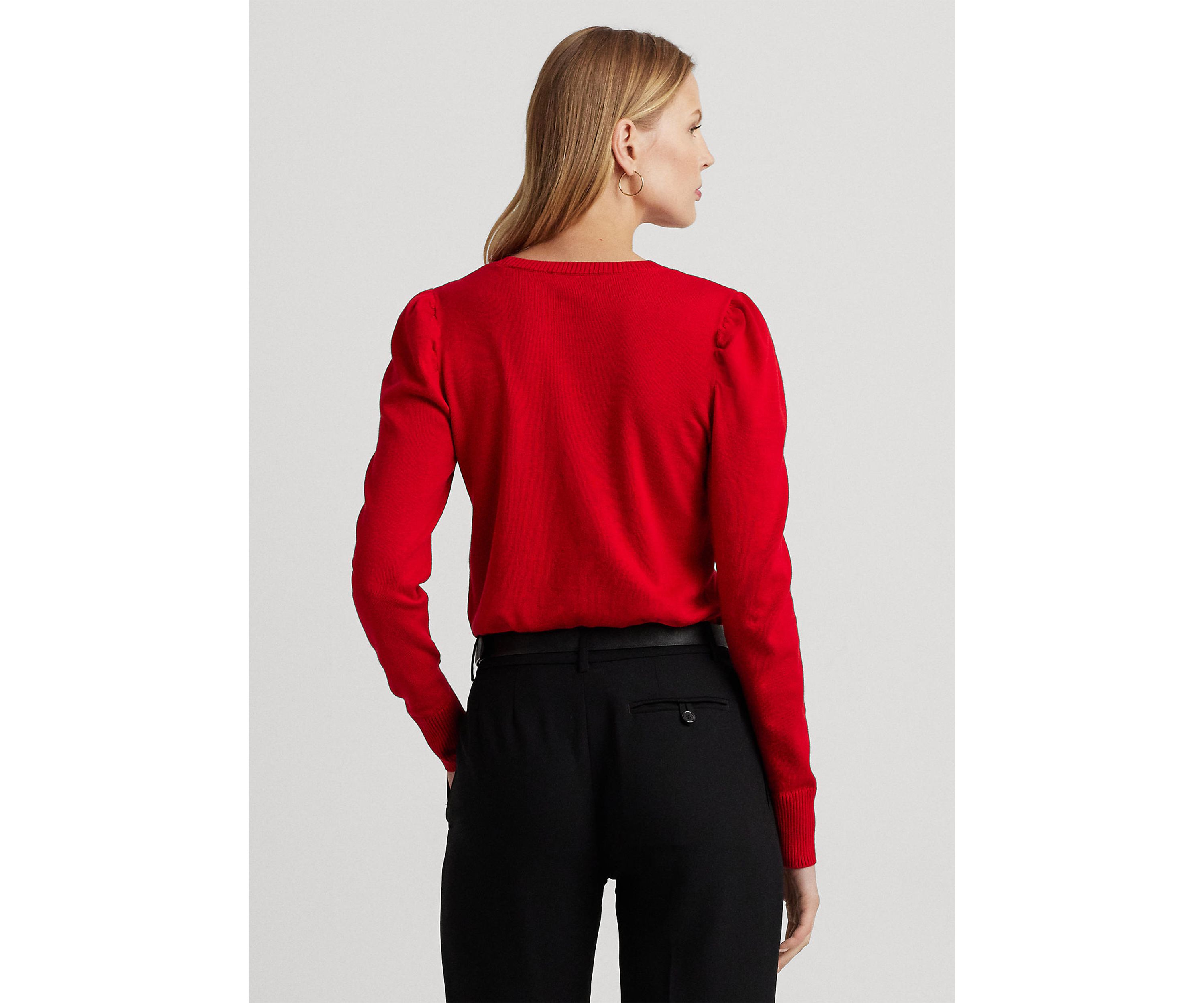 Cotton-Blend Puff-Sleeve Sweater