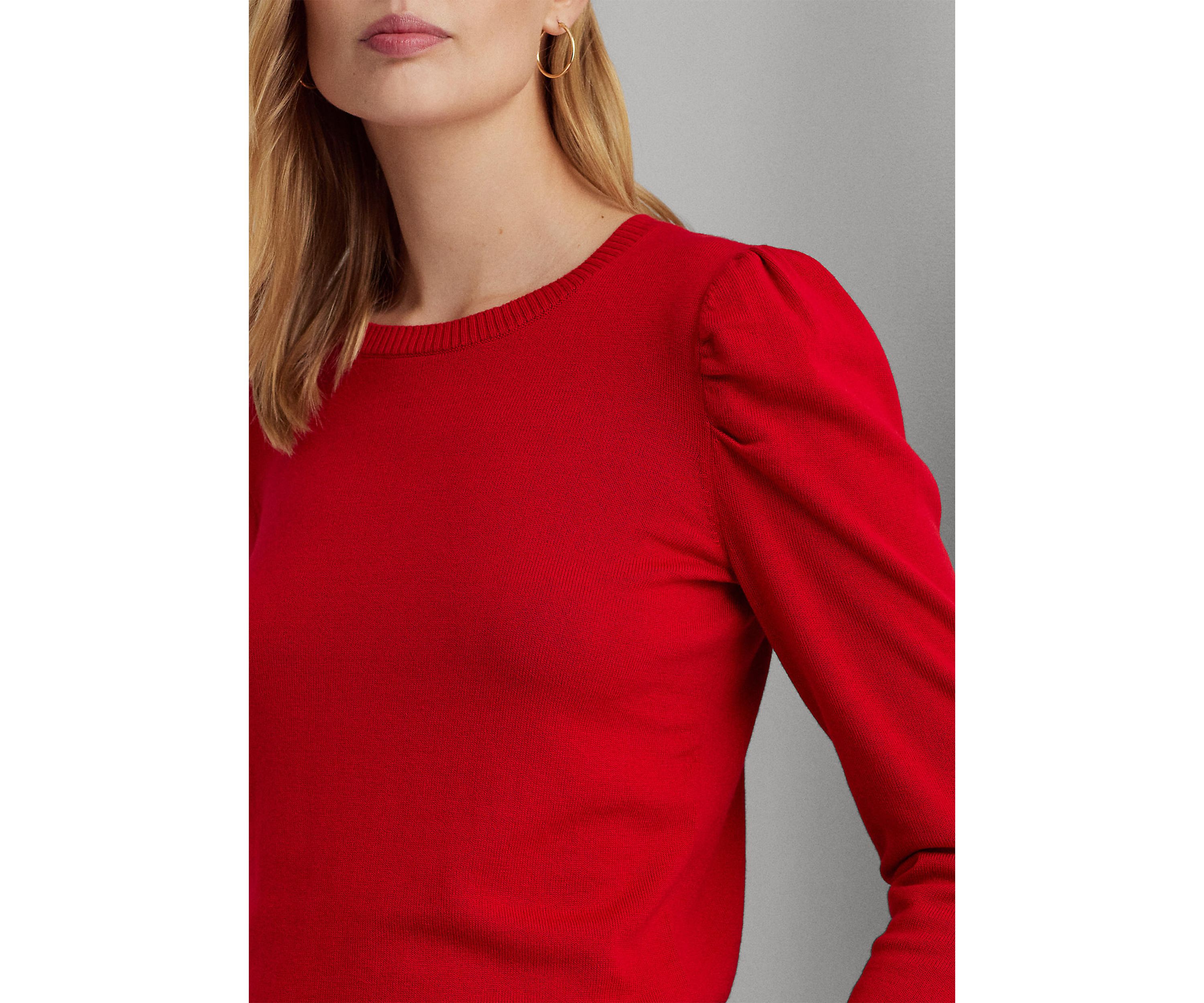 Cotton-Blend Puff-Sleeve Sweater