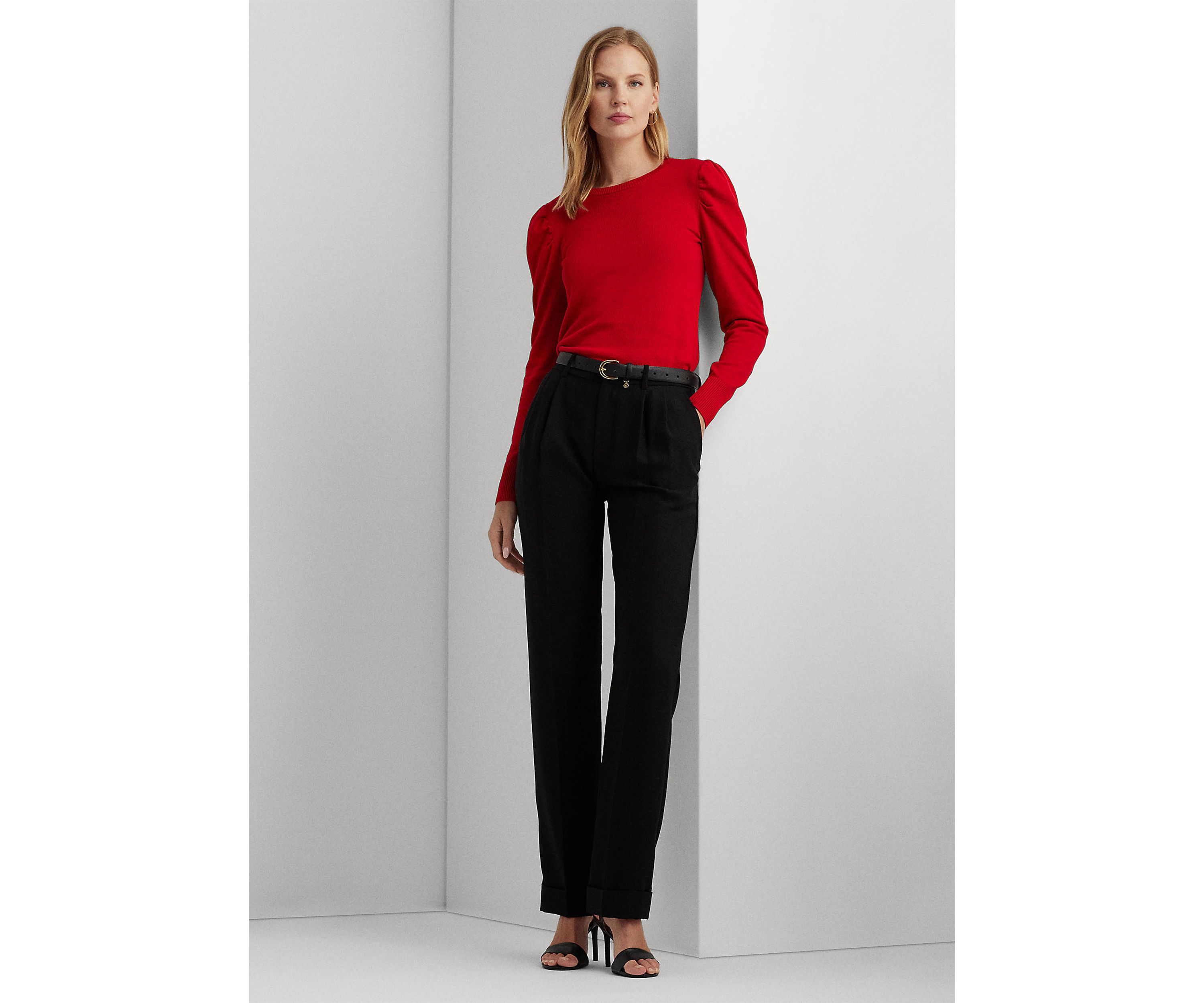 Cotton-Blend Puff-Sleeve Sweater