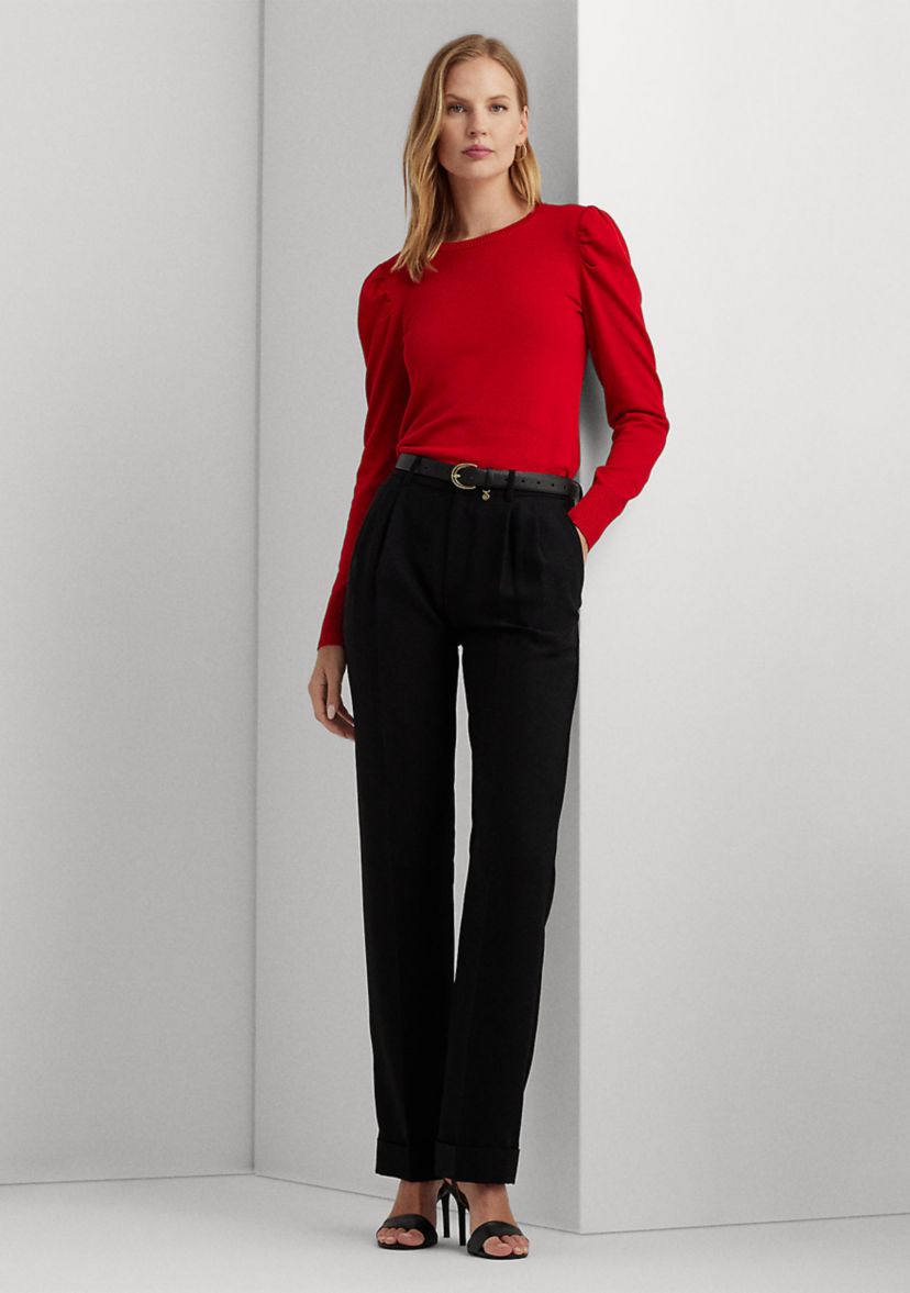 Cotton-Blend Puff-Sleeve Sweater