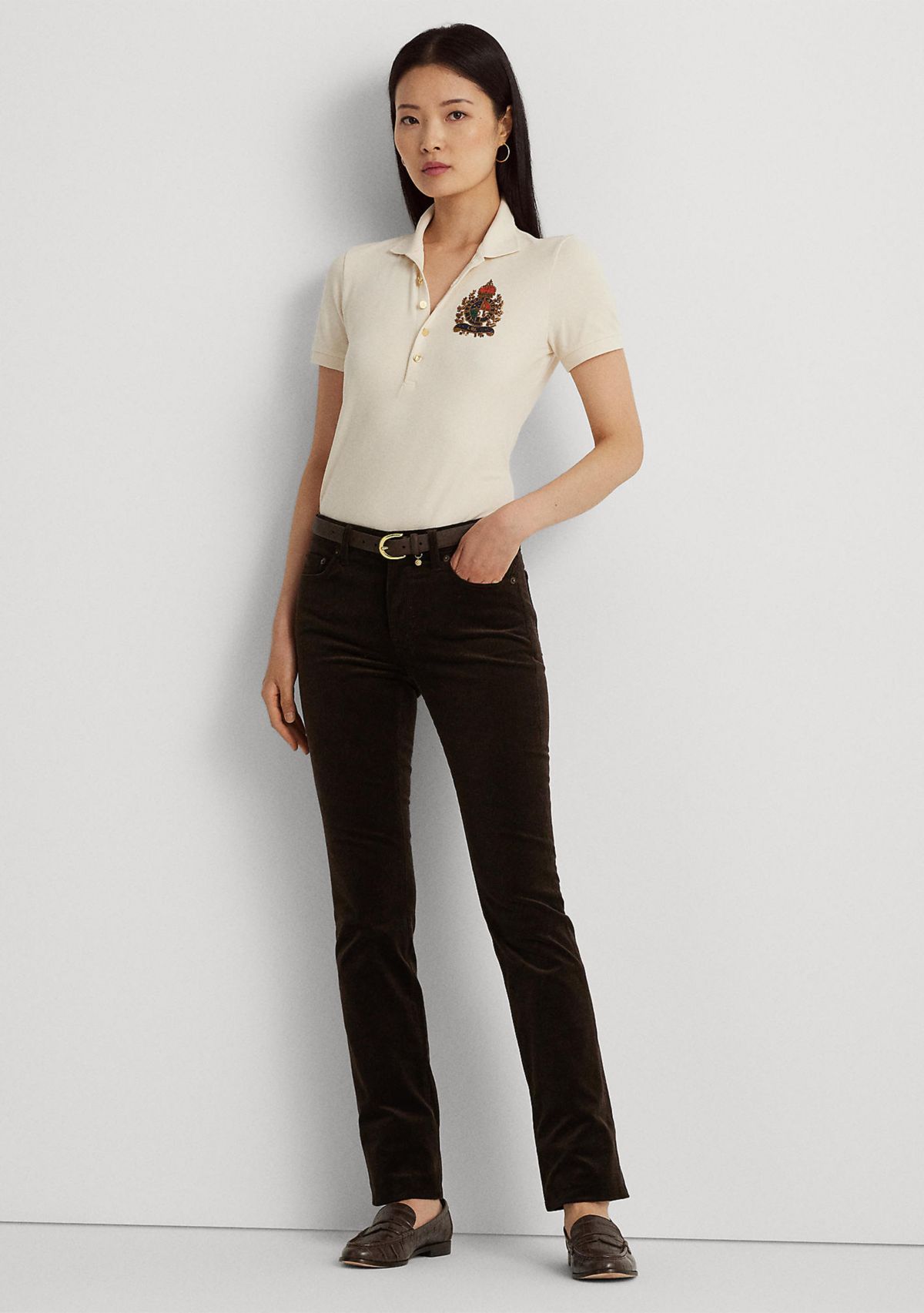 Beaded-Crest Piqué Polo Shirt