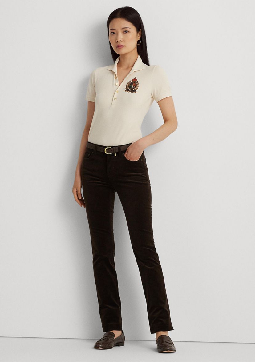 Beaded-Crest Piqué Polo Shirt